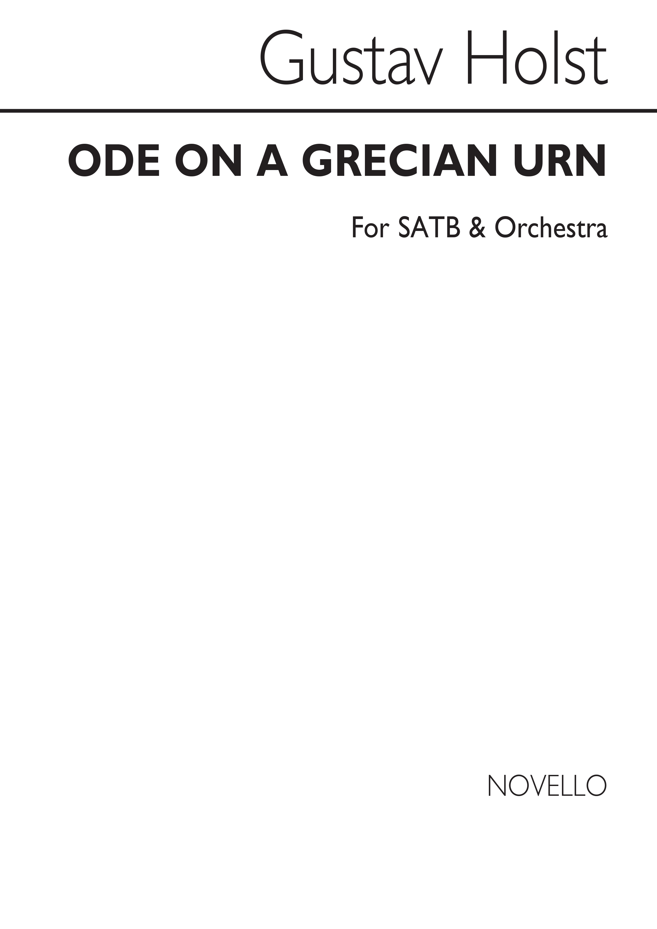 Gustav Holst: Ode On A Grecian Urn (Vocal Score)