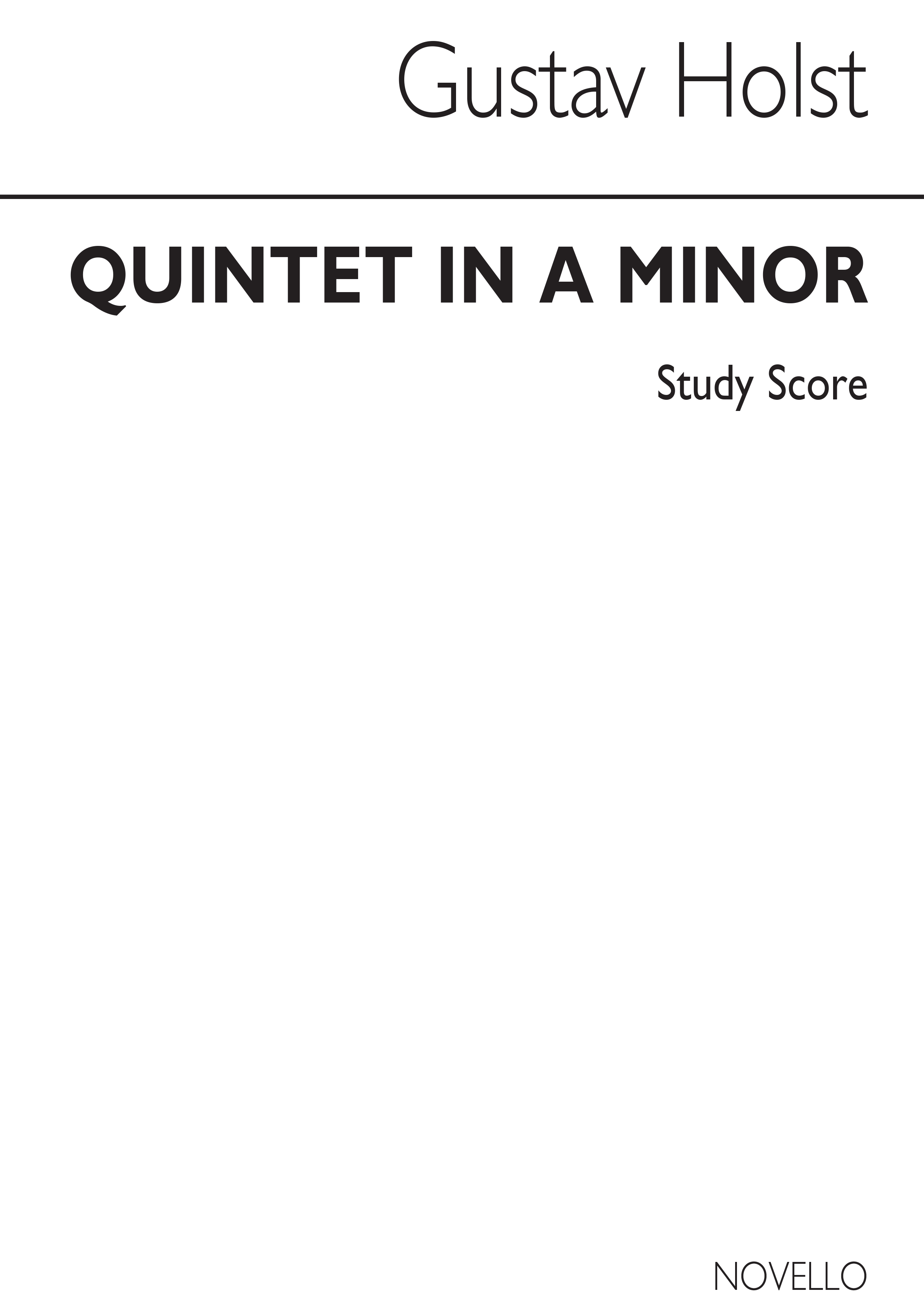 Gustav Holst: Quintet In A Minor For Piano And Wind (Study Score)
