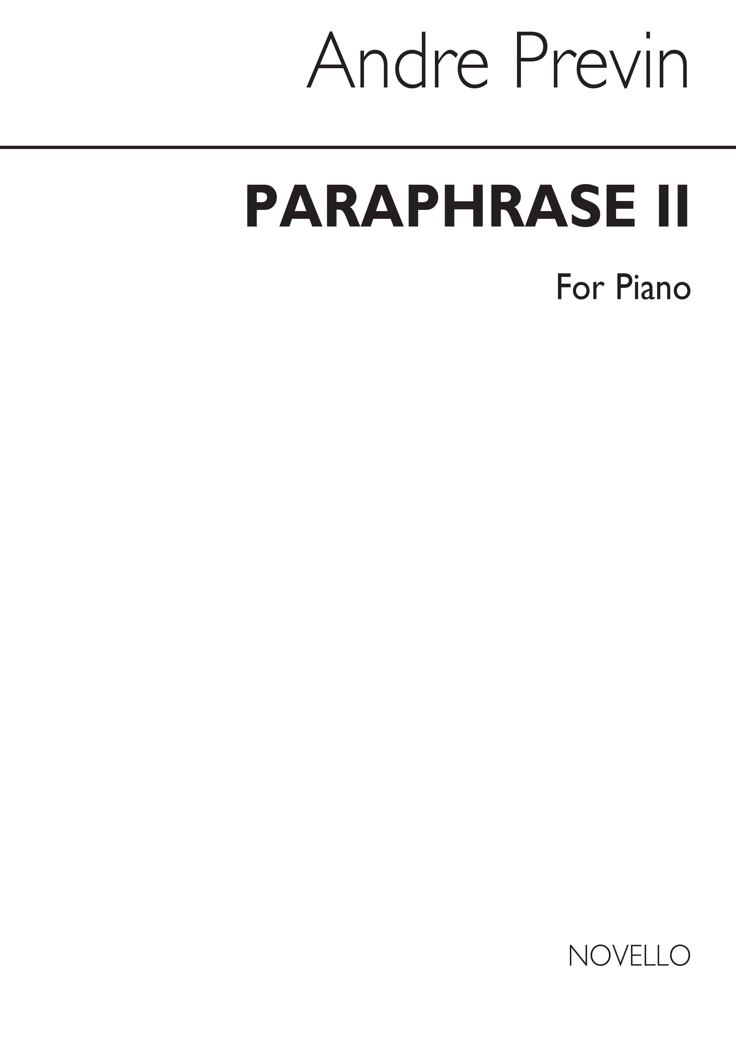 Previn: Paraphrase for Piano