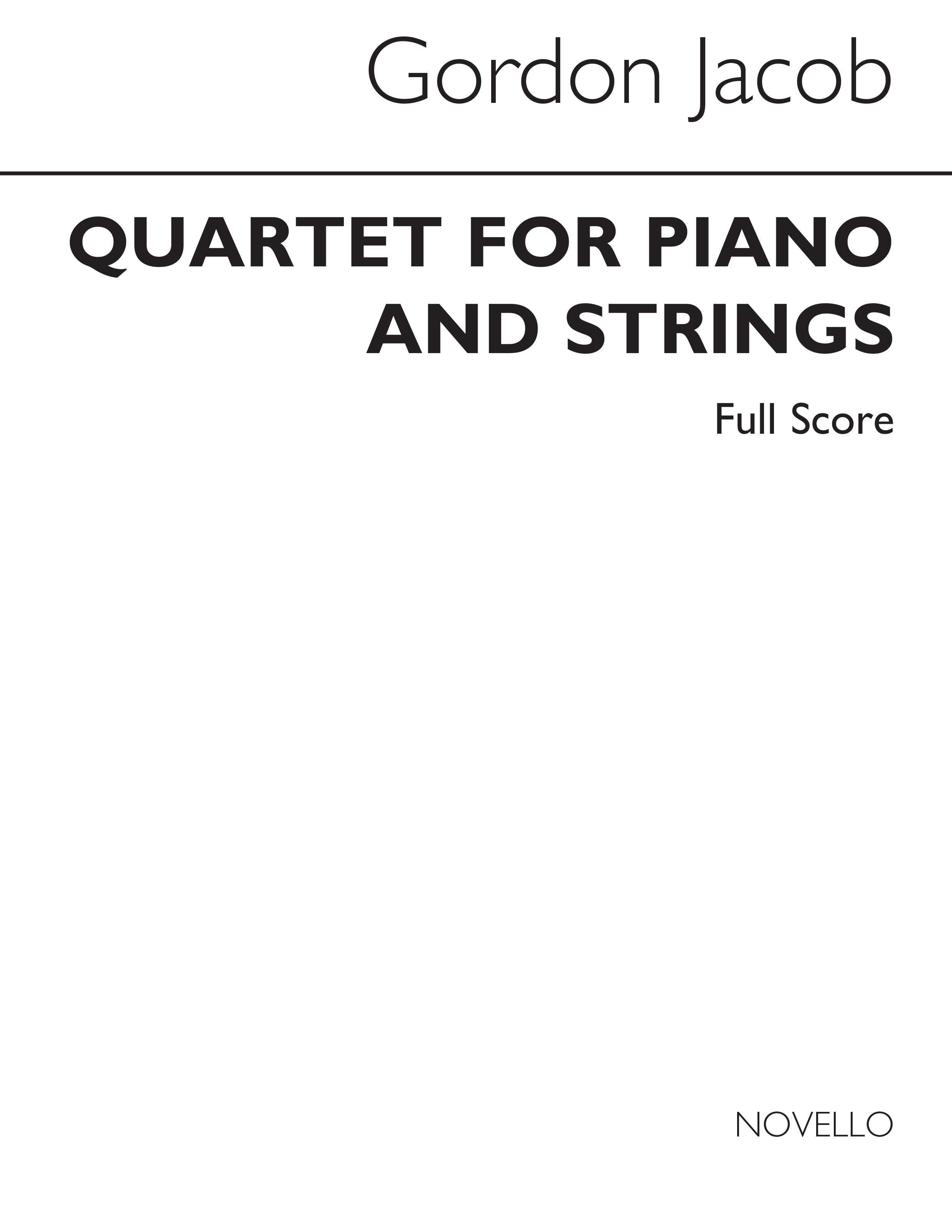 Gordon Jacob: Quartet For Piano And Strings (Score/Parts)