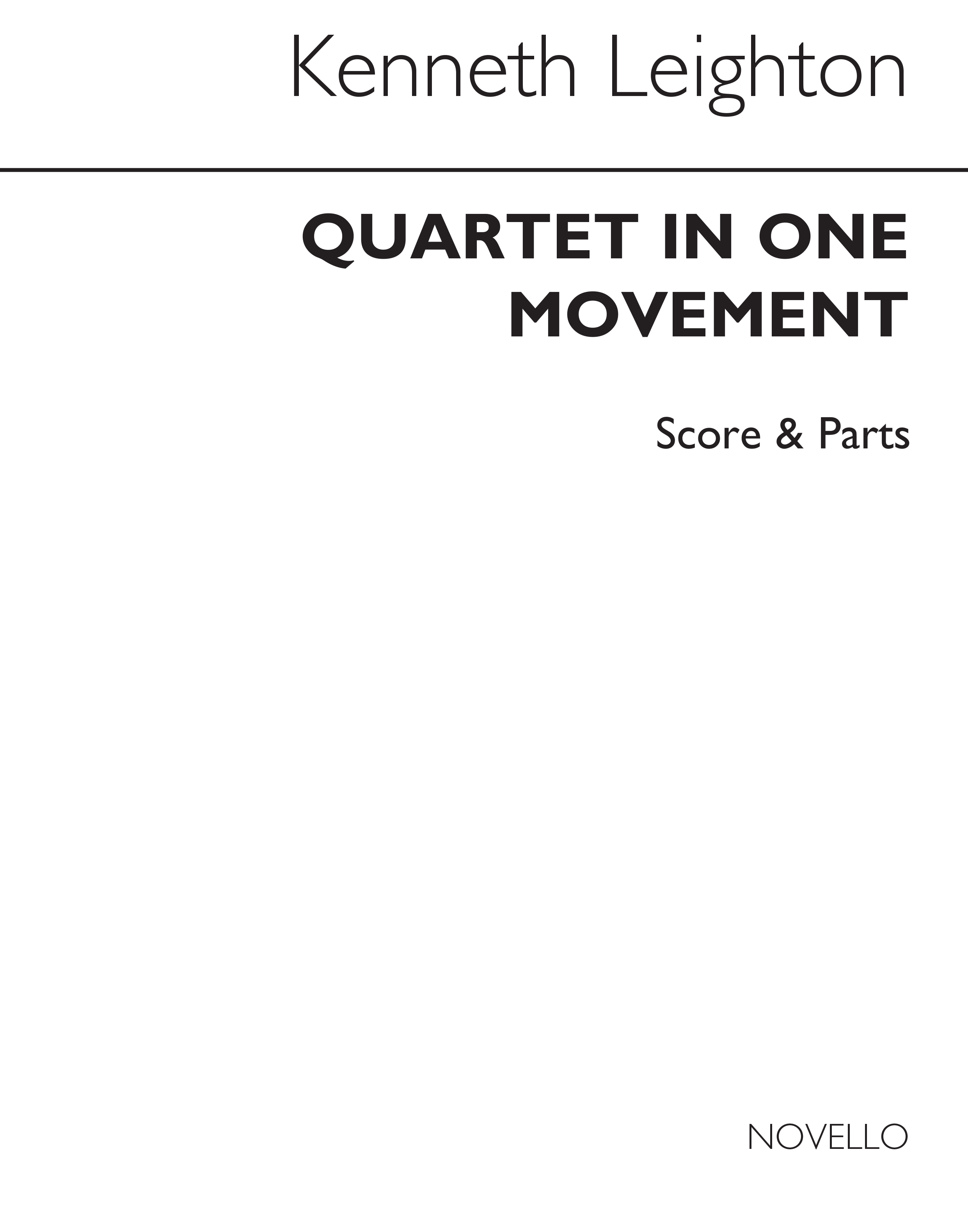 Kenneth Leighton: Piano Quartet In One Movement (Score and Parts)