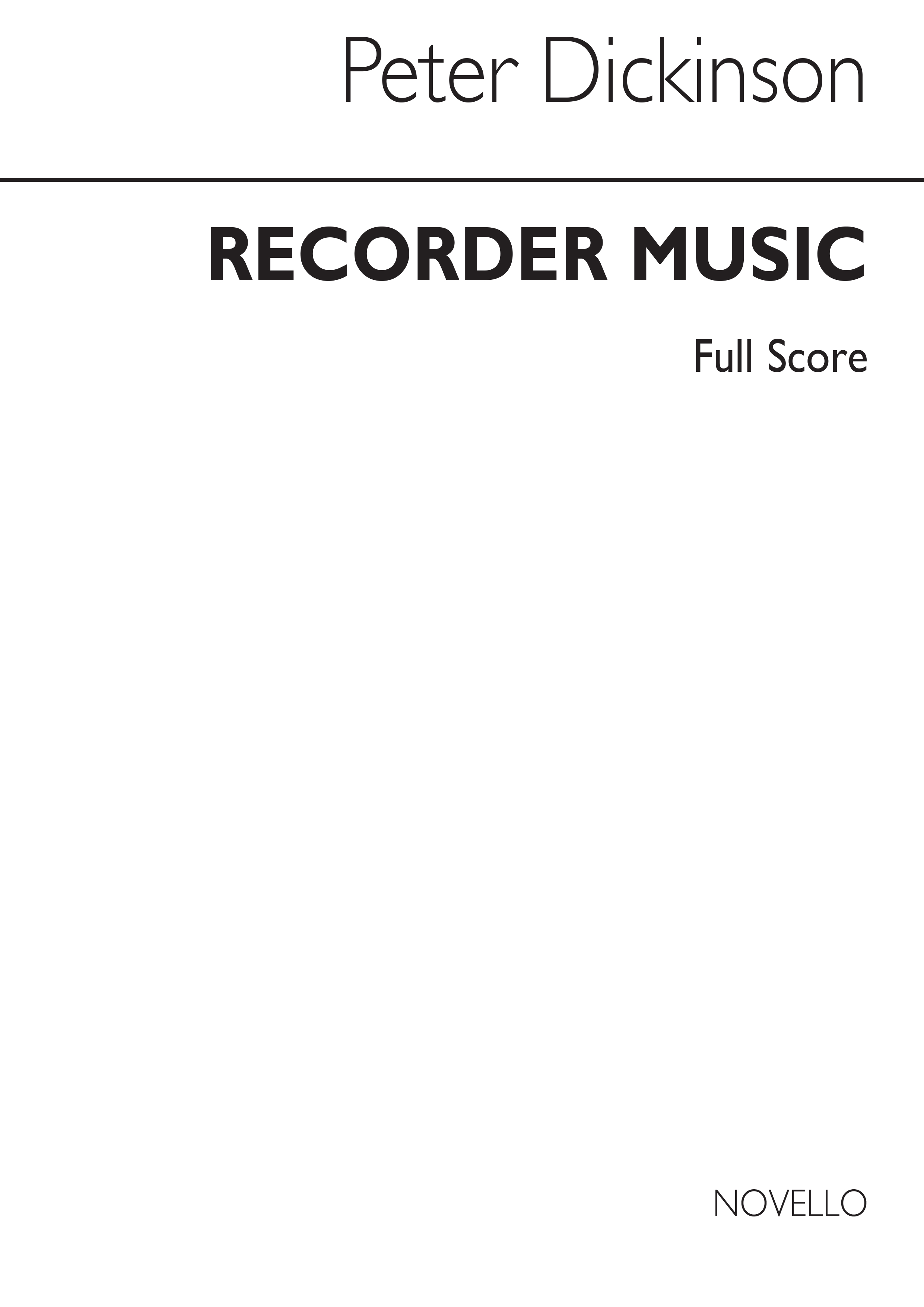 Peter Dickinson: Recorder Music (Score)