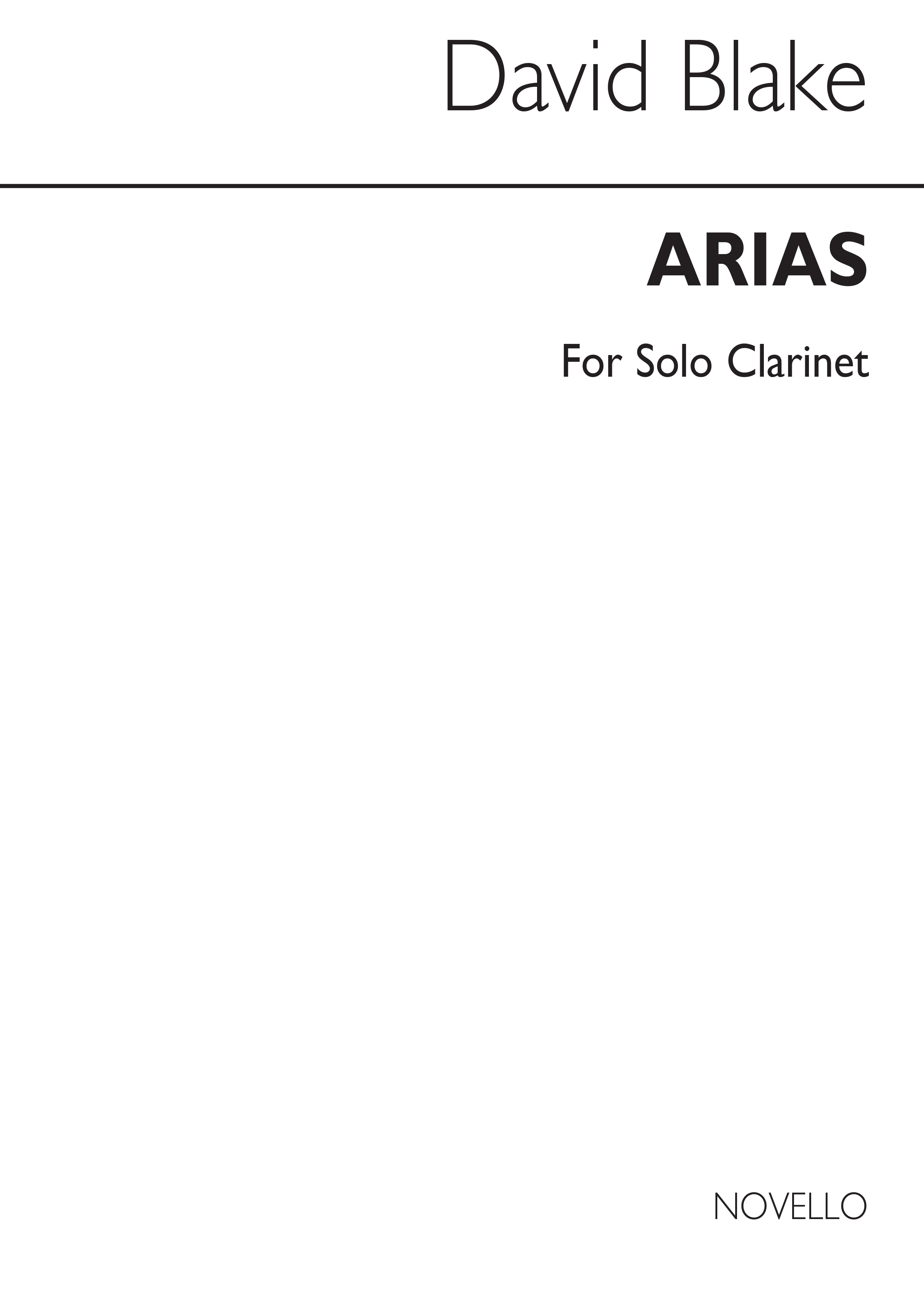 David Blake: Arias for Clarinet Solo