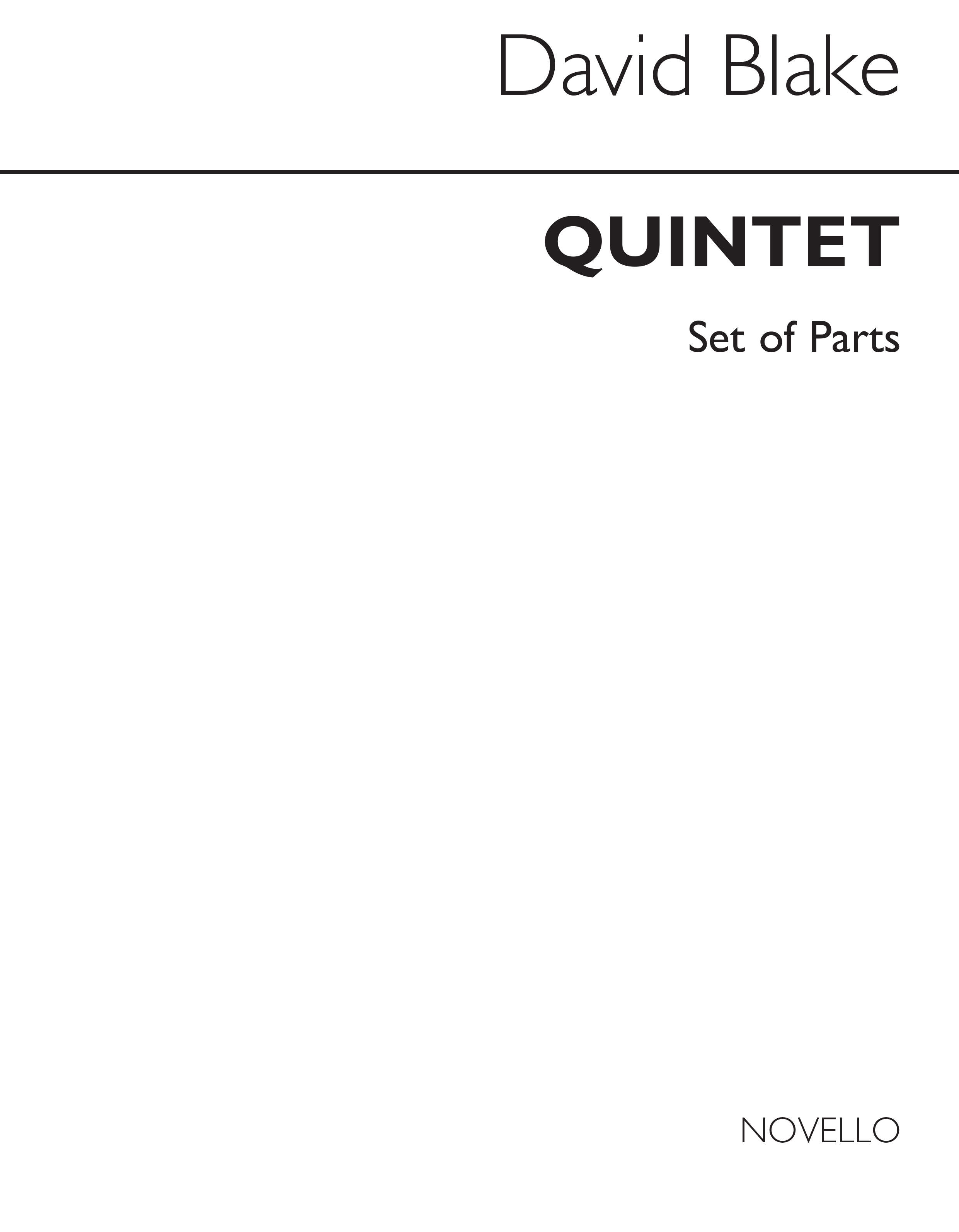 David Blake: Quintet For Clarinet And Strings (Parts)