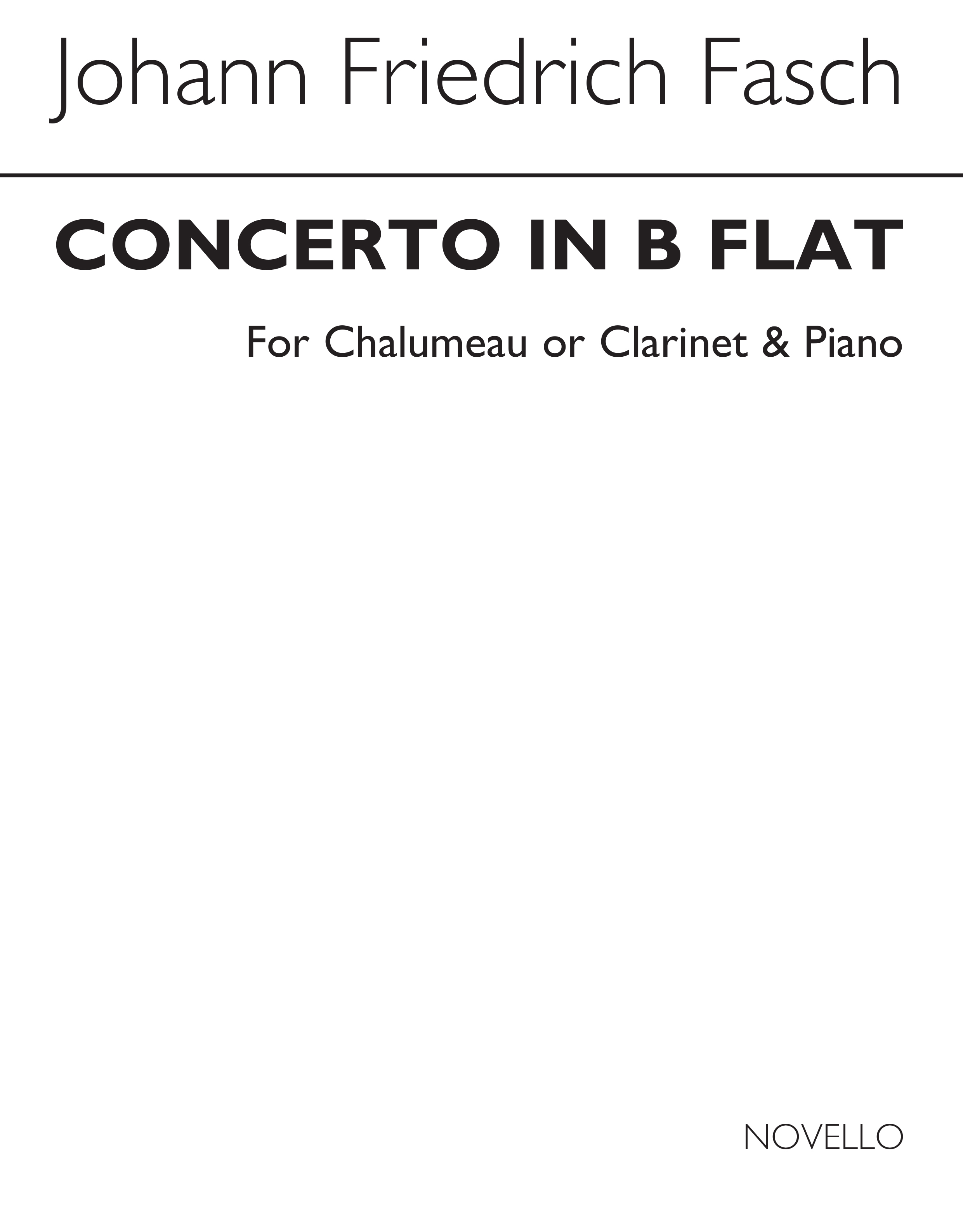 Fasch/Platt: Concerto In B Flat For Clarinet