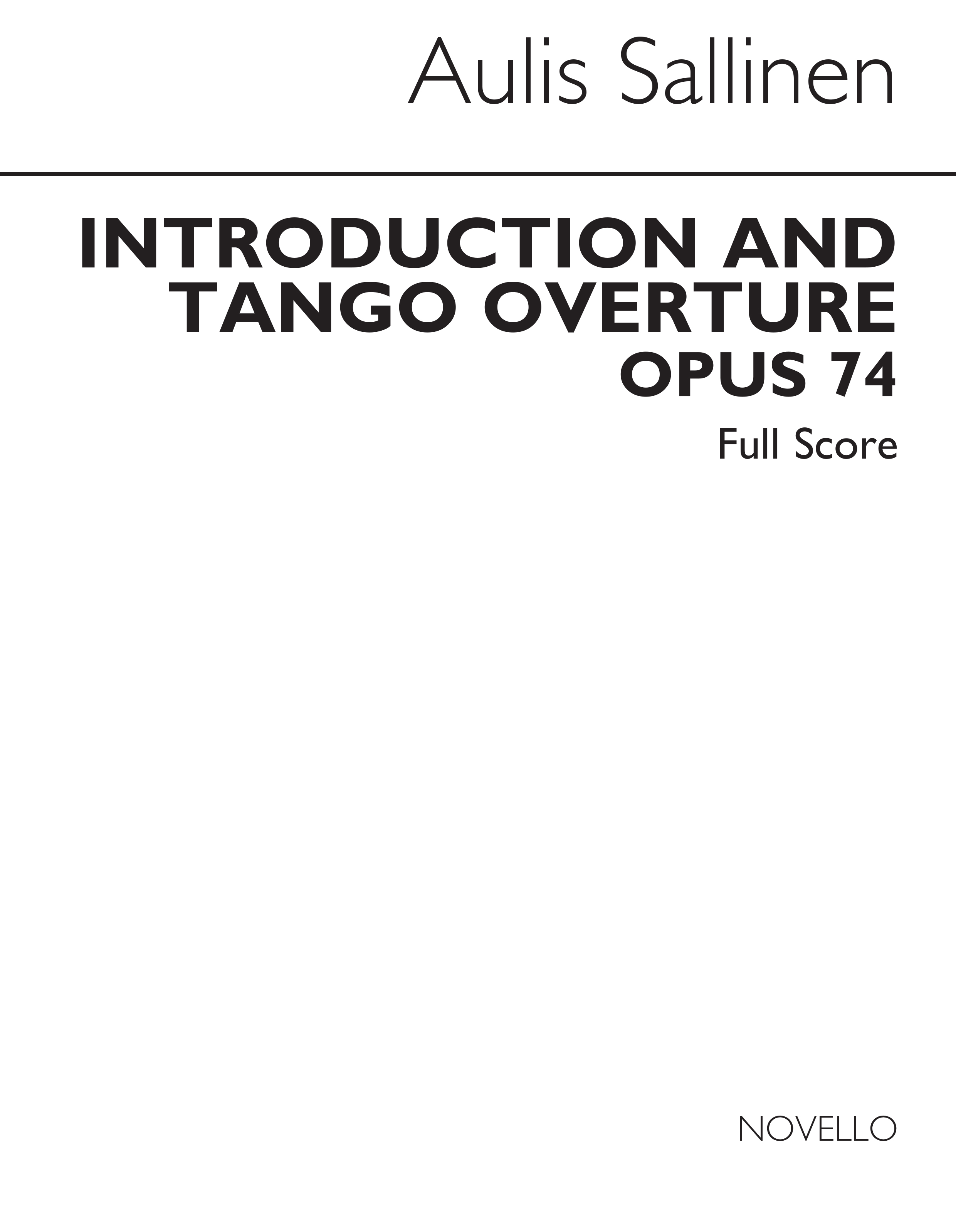 Aulis Sallinen: Introduction And Tango Overture Op.74 (Score/Parts)