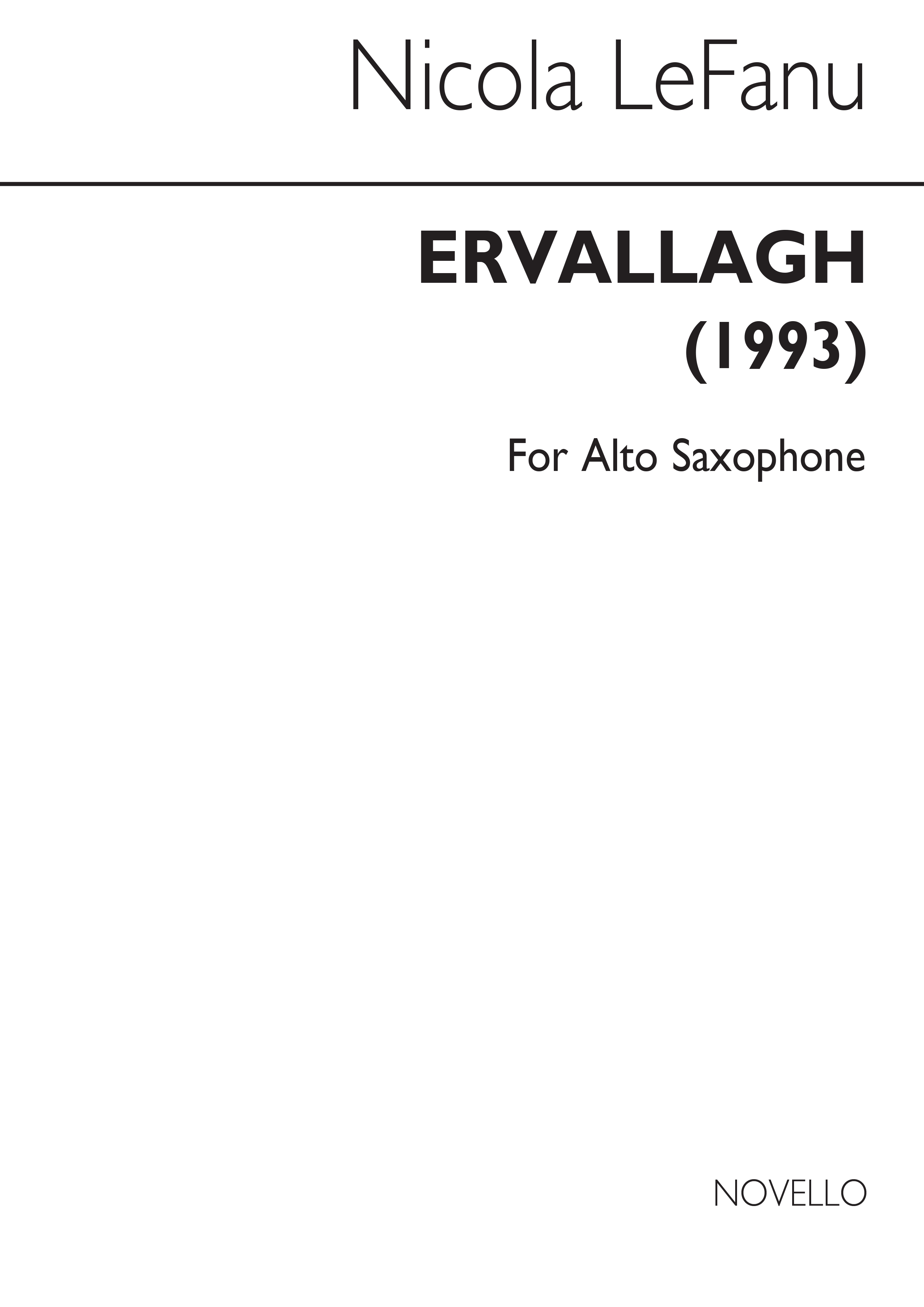 Lefanu: Ervallagh for Solo Alto Saxophone