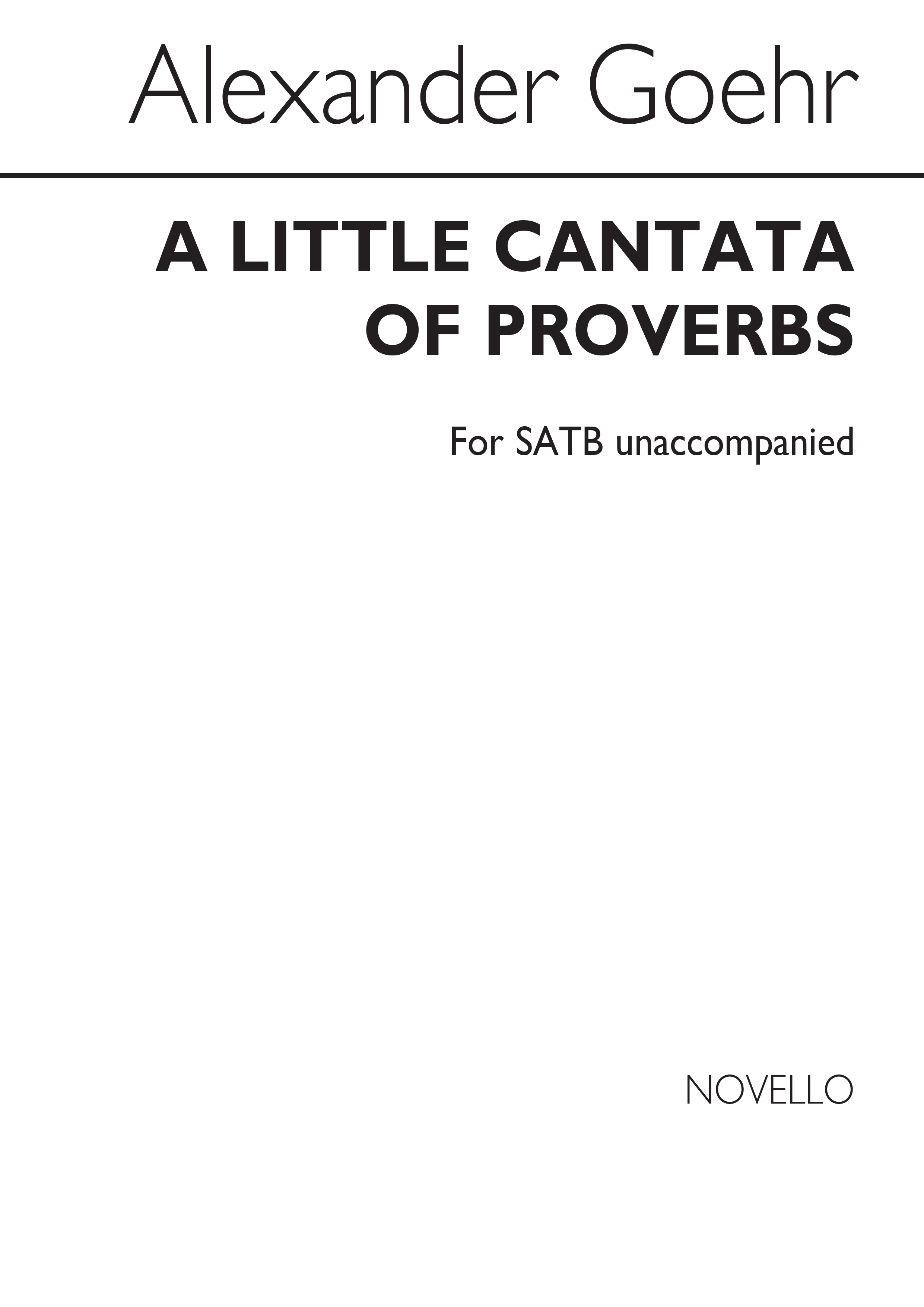 Goehr Little Cantata Of Proverbs Satb