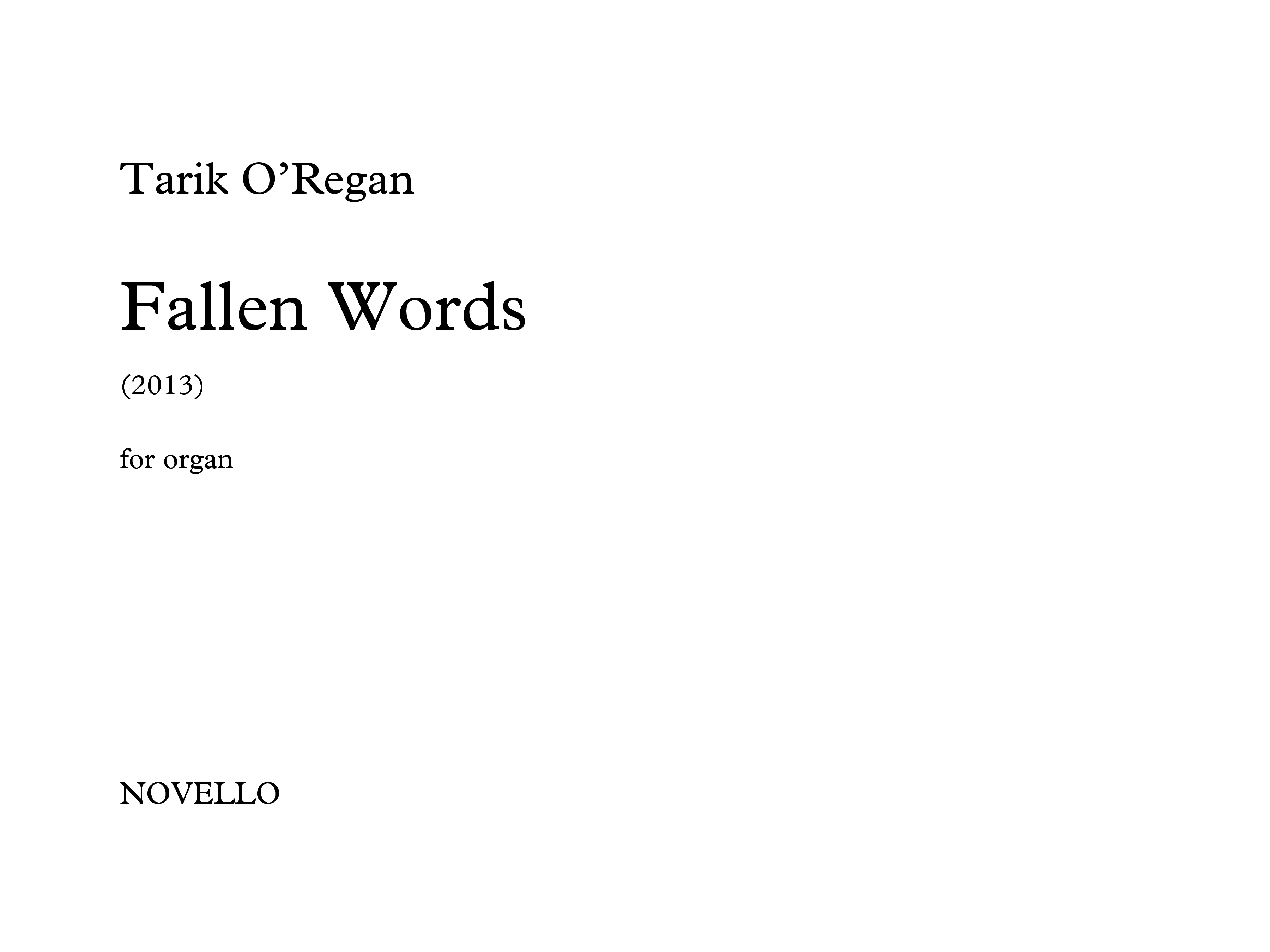 Tarik O'Regan: Fallen Words