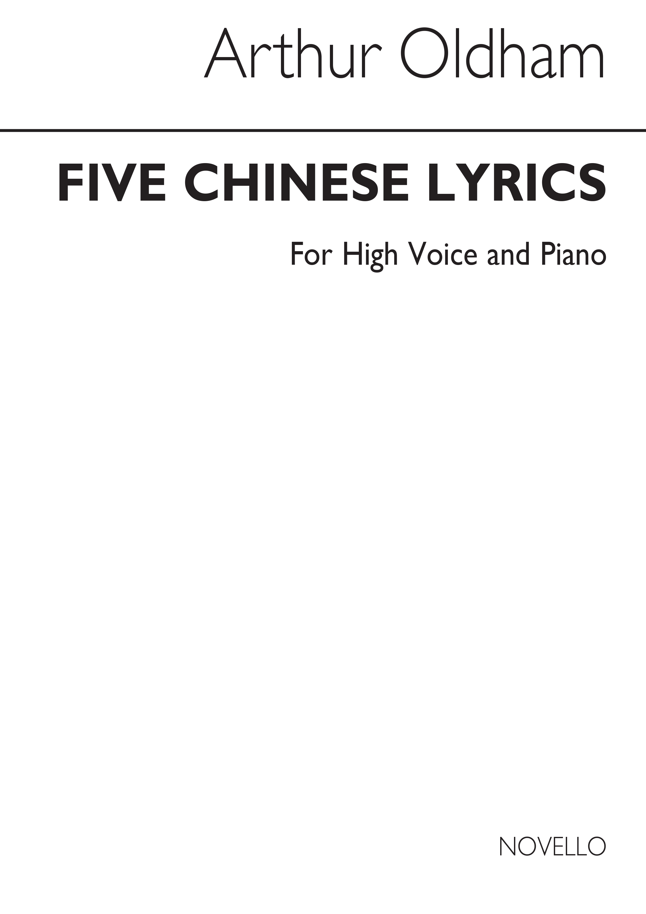 Oldham: Five Chinese Lyrics for High Voice with Piano acc.