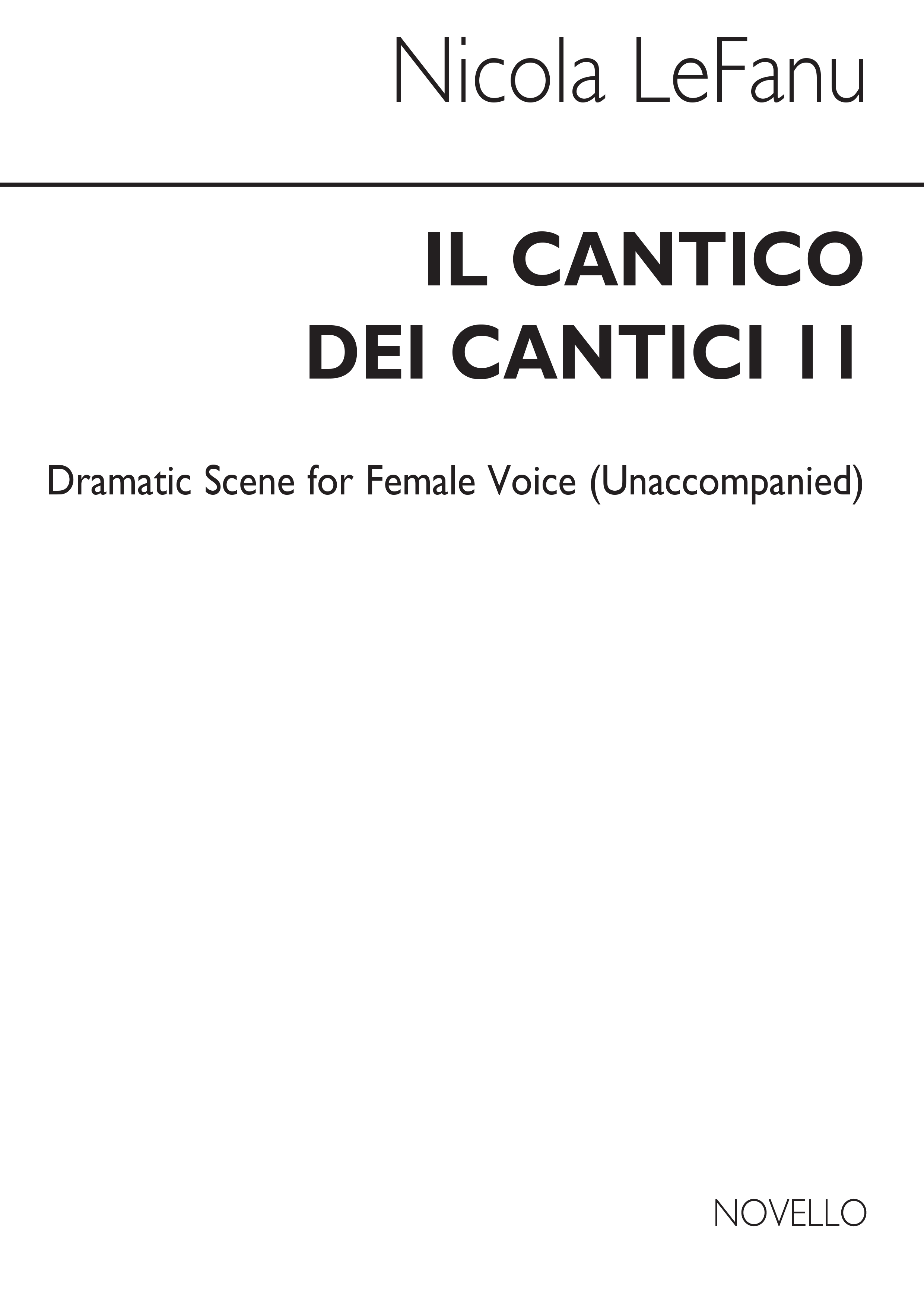 Lefanu: Il Cantico Dei Cantici II for Female Voice