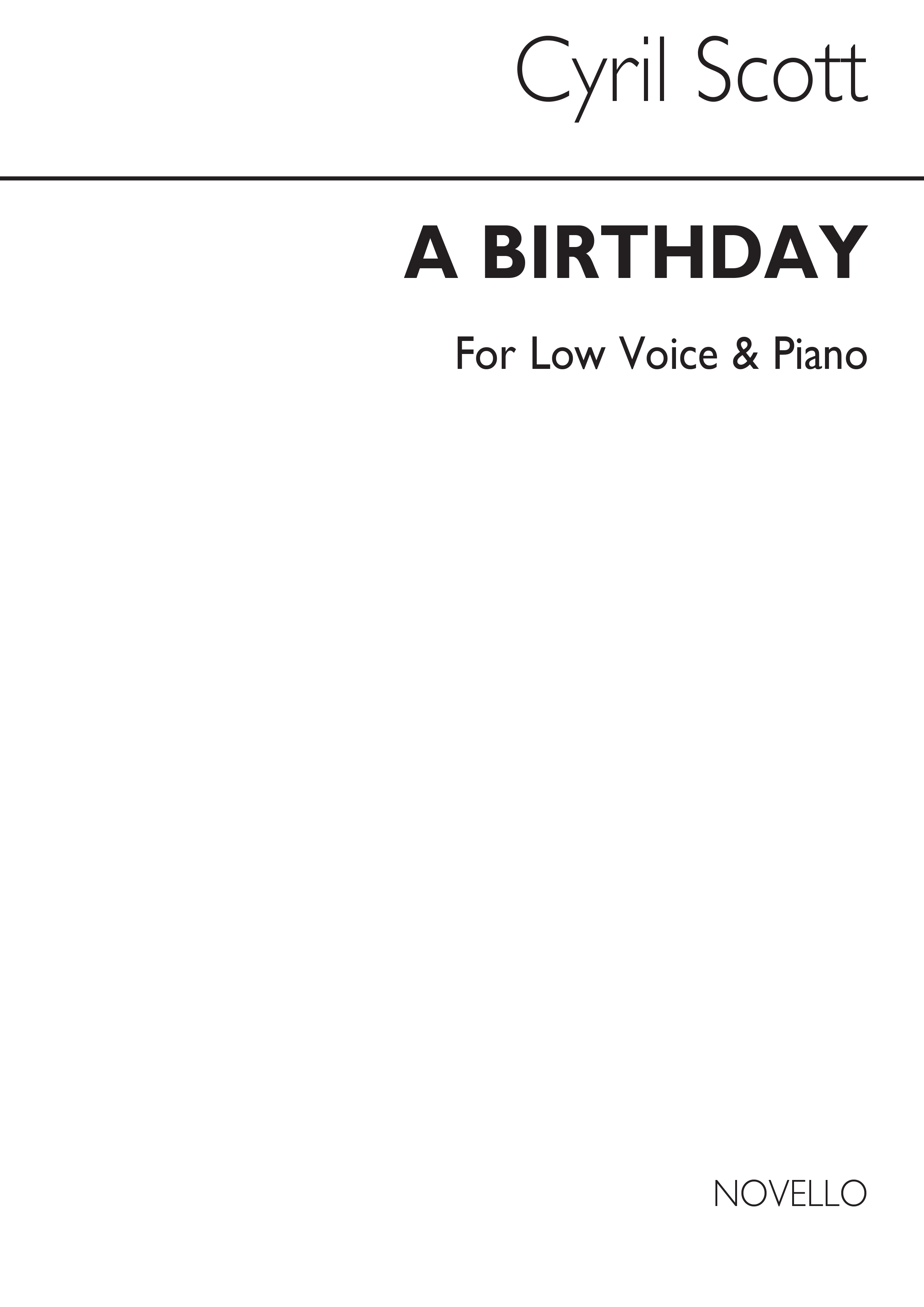 Cyril Scott: A Birthday-low Voice/Piano (Key-c)