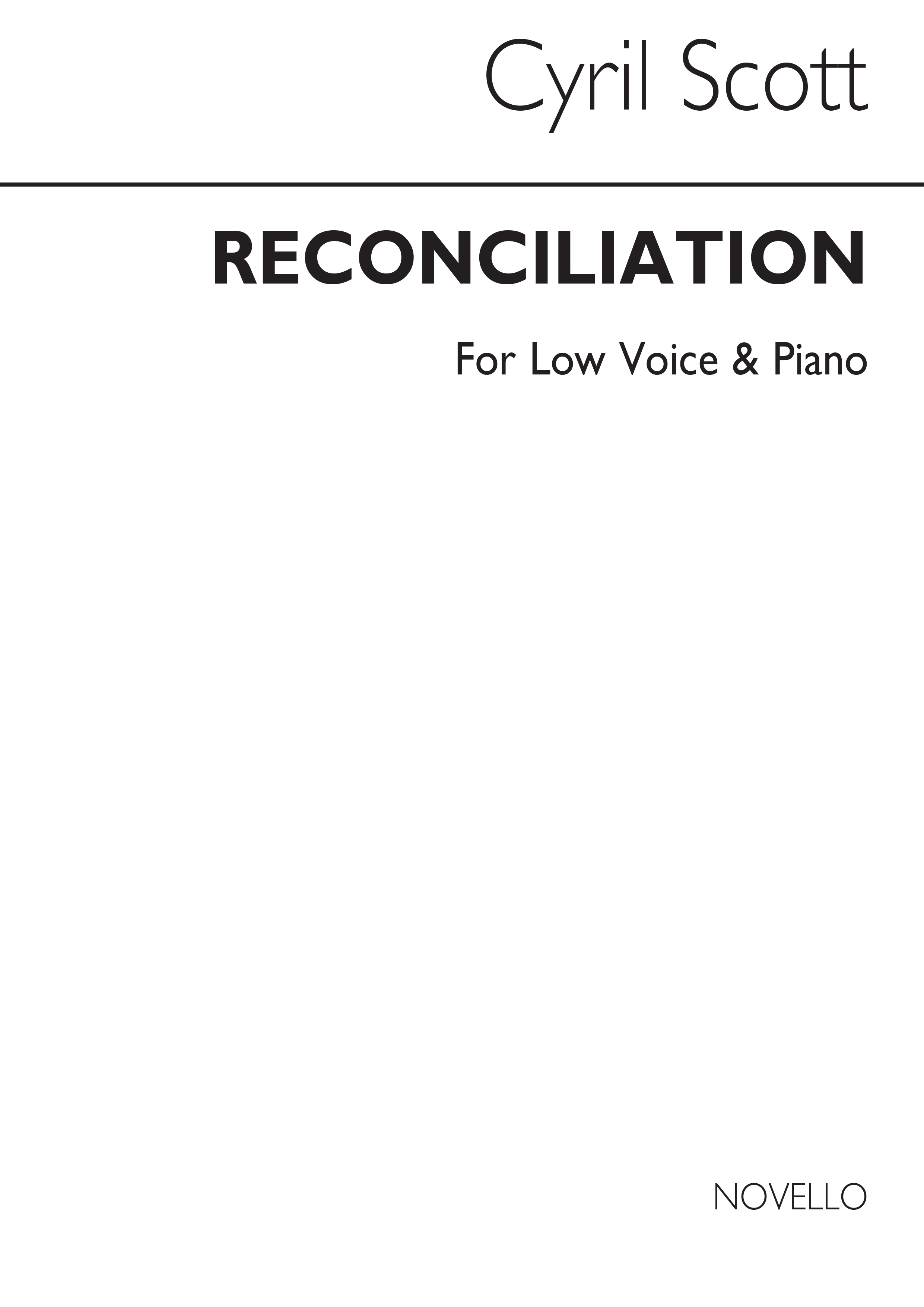 Cyril Scott: Reconciliation-low Voice/Piano (Key-g)