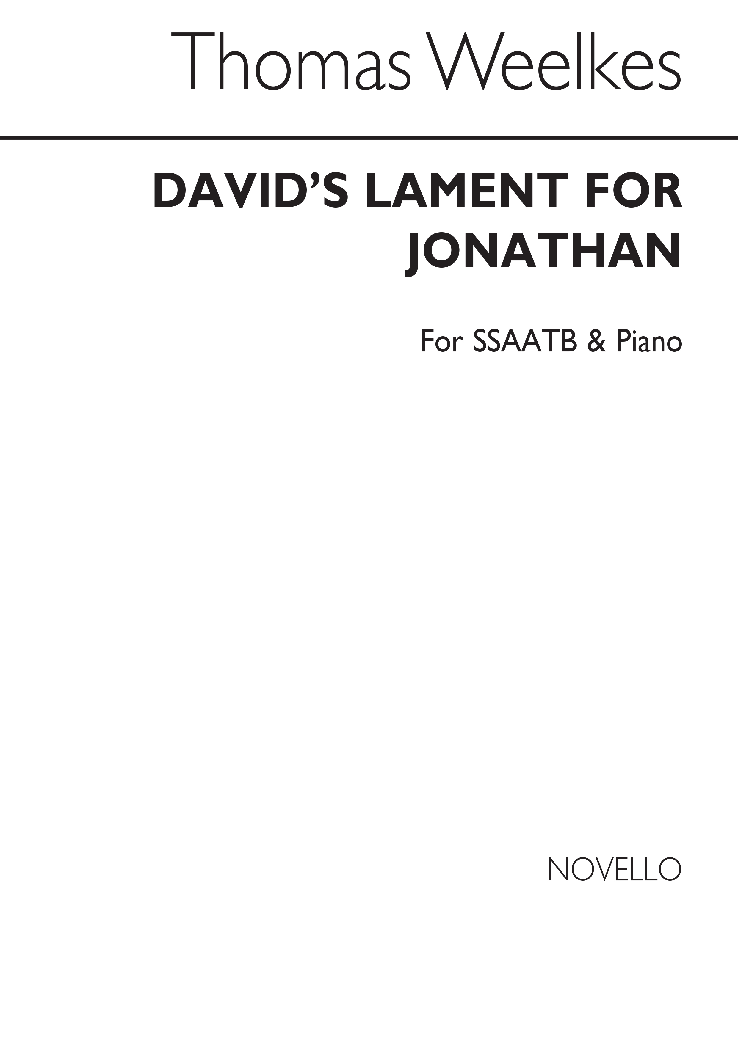 Weelkes, T David's Lament For Jonathon Ssaatb/Piano