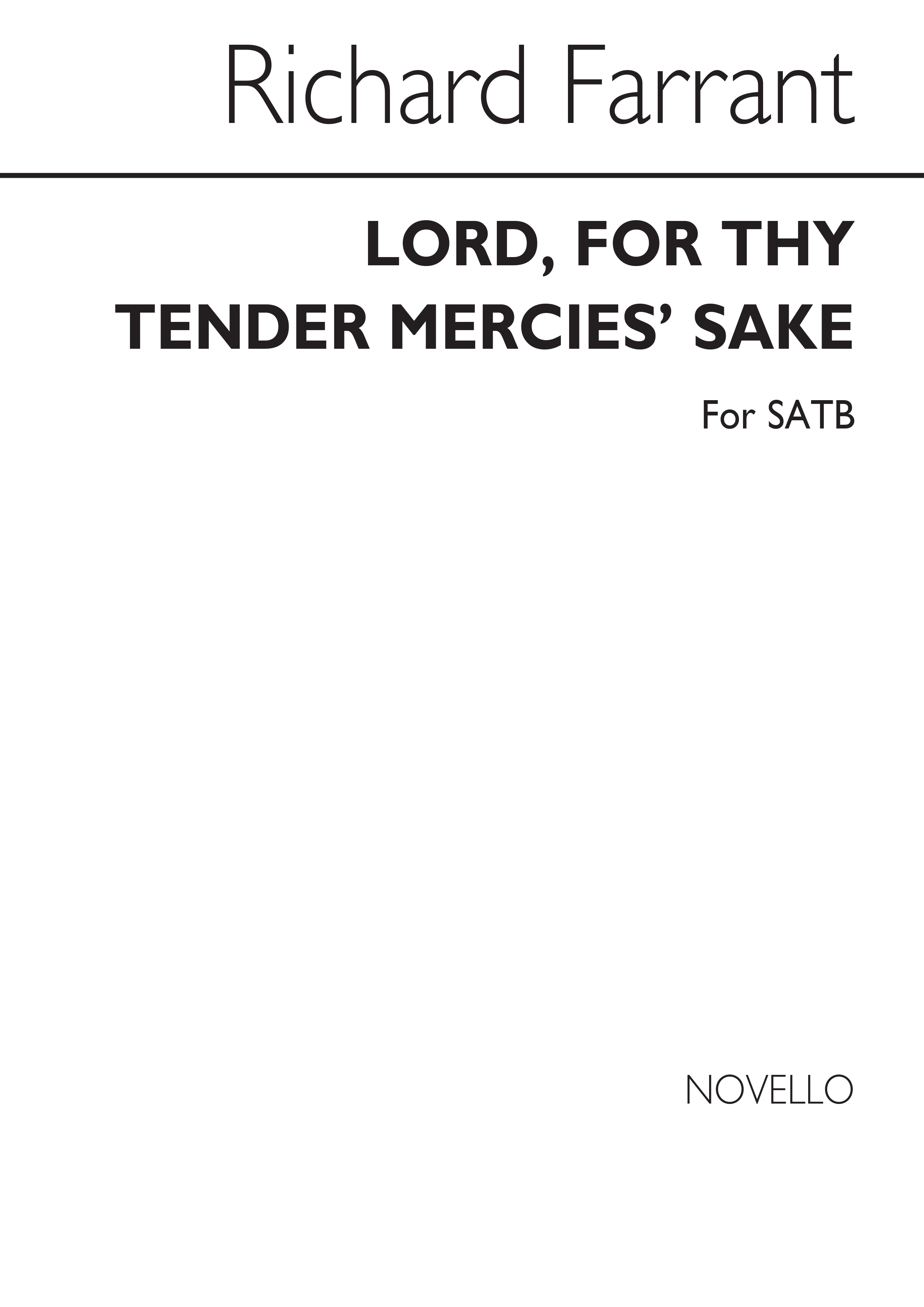 Farrant Lord For Thy Tender Mercy's Sake Satb