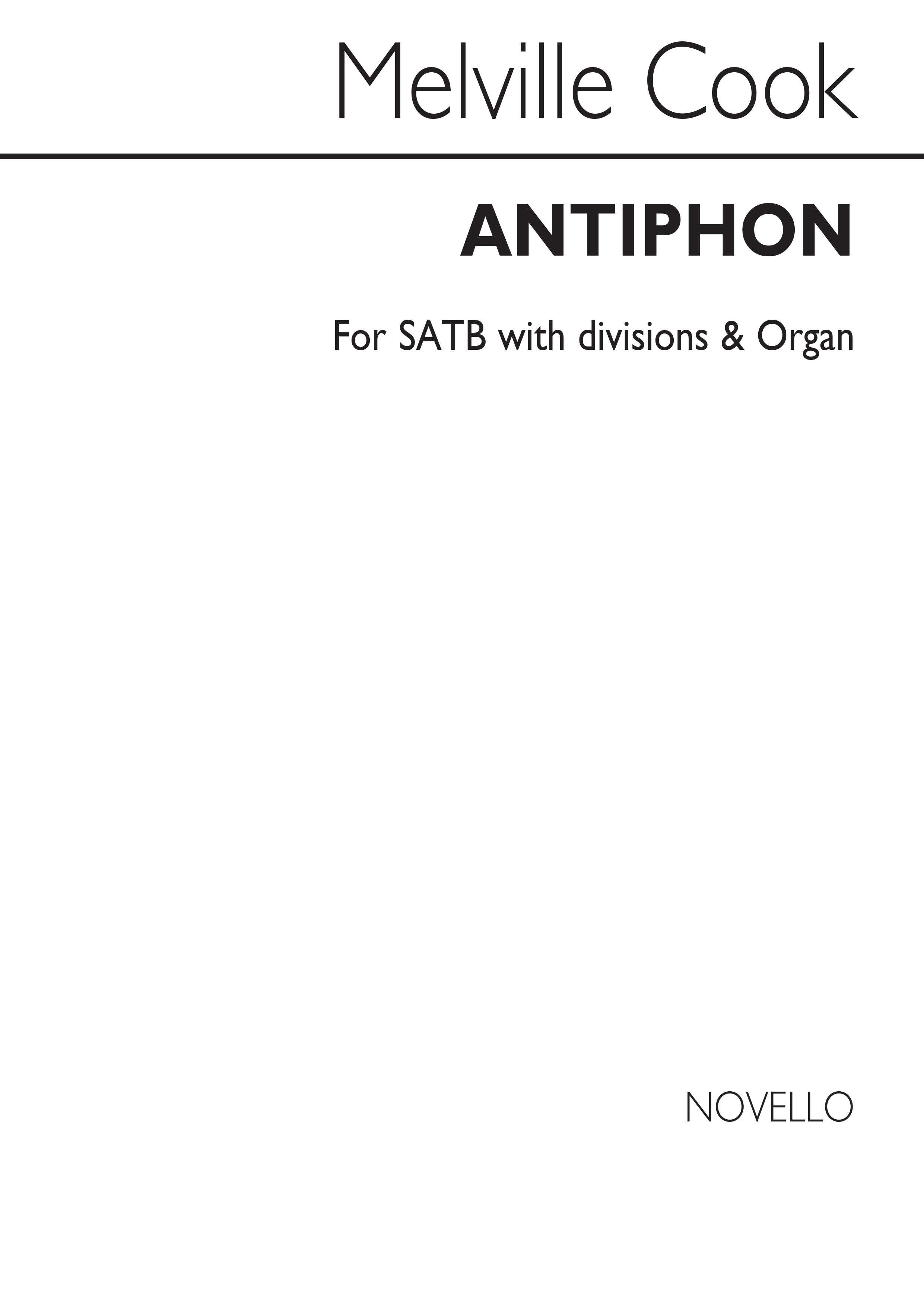 Edgar Thomas Cook: Antiphon for SATB Chorus and Organ