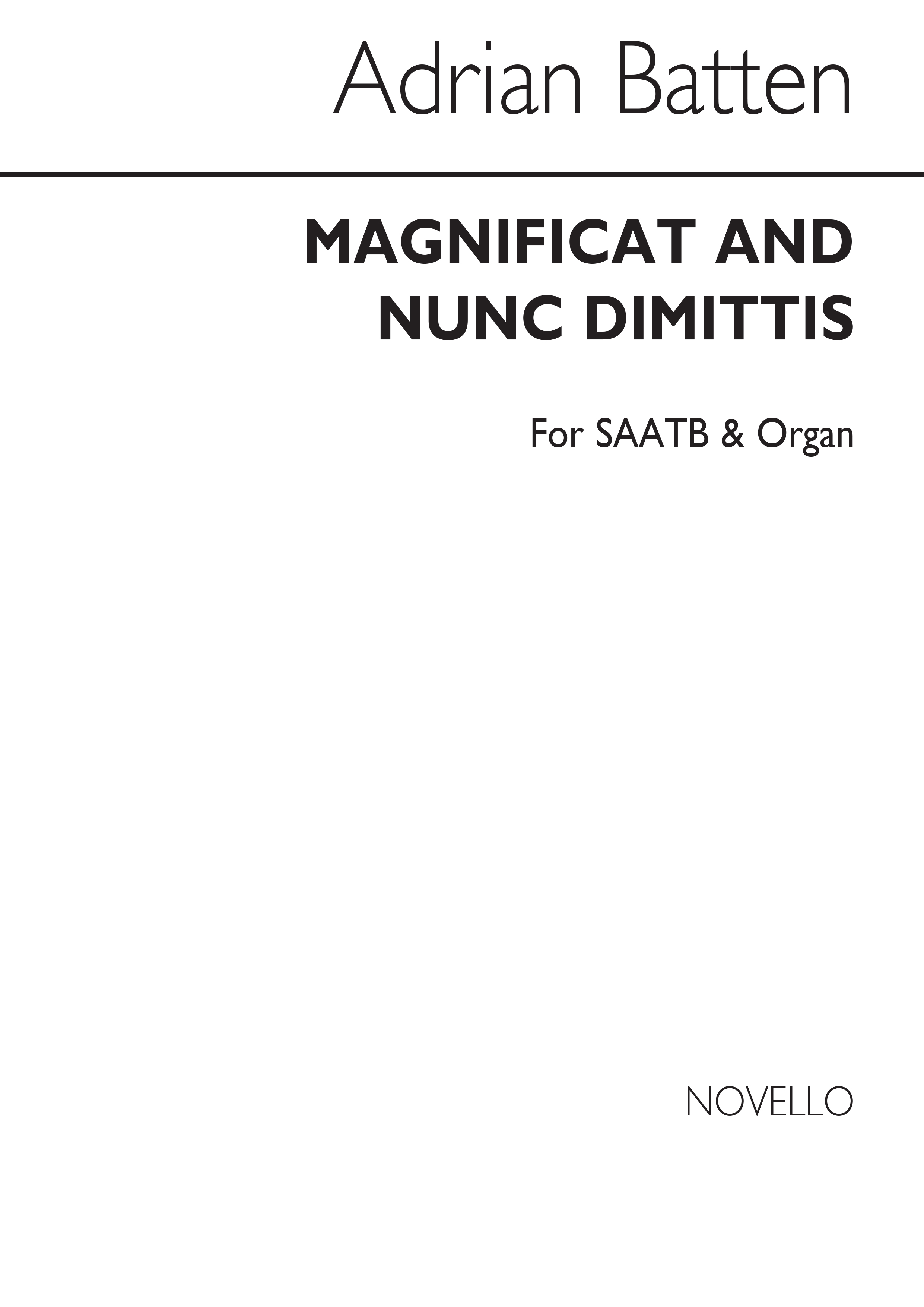 Batten: Magnificat & Nunc Dimittis (3rd Verse Service) for SATB Chorus