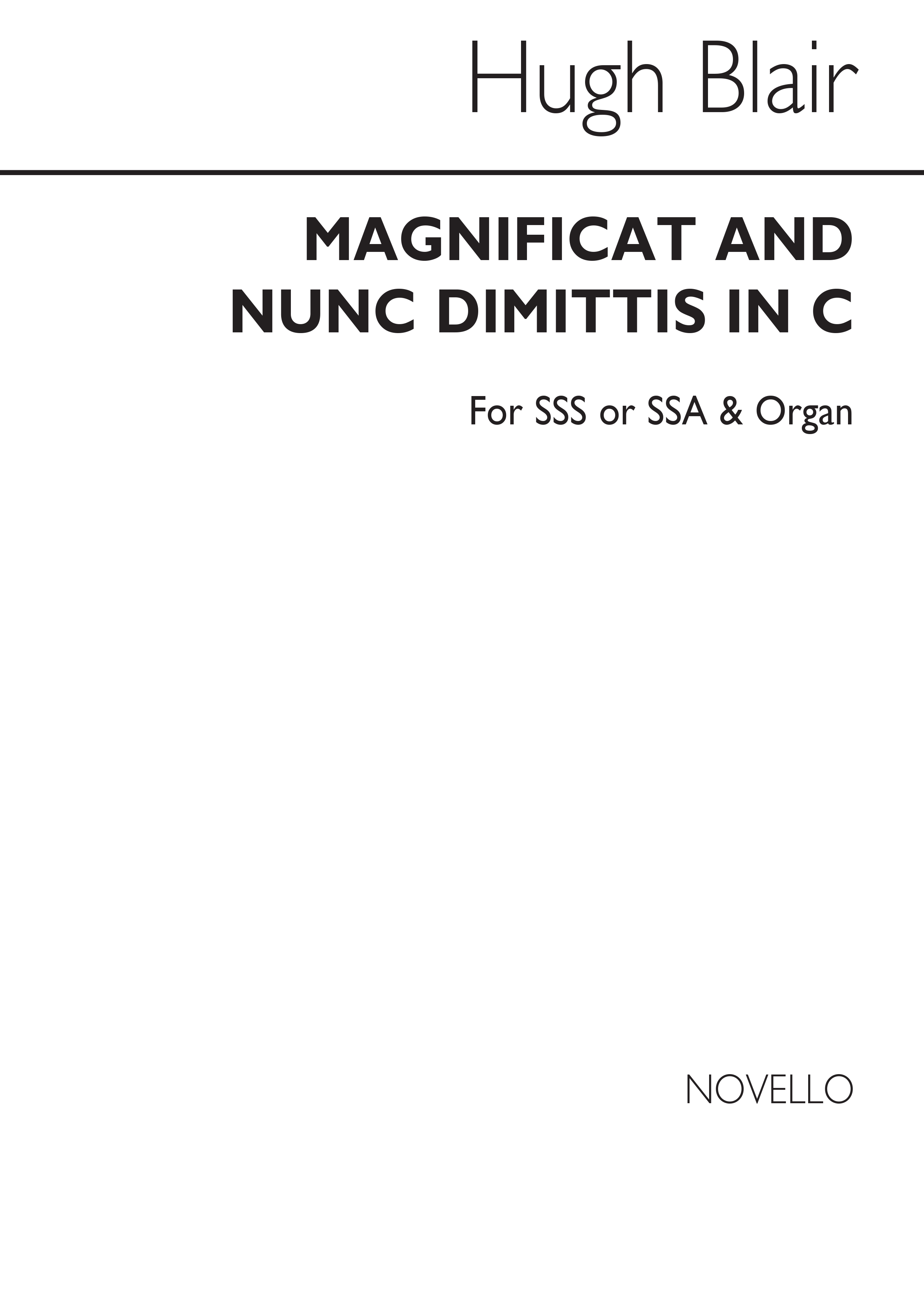 Hugh Blair: Magnificat And Nunc Dimittis In C