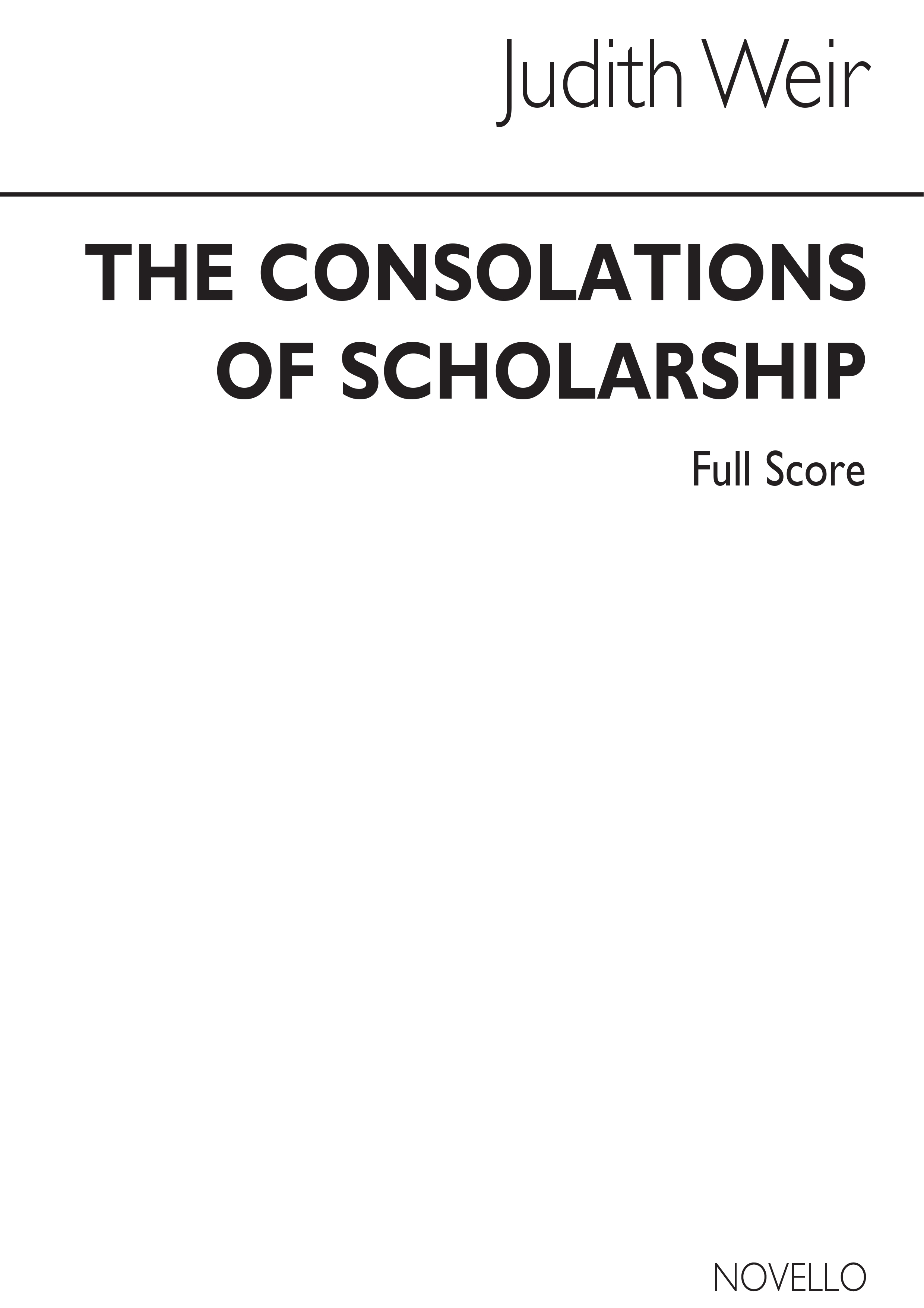 Judith Weir: The Consolations Of Scholarship (Study Score)