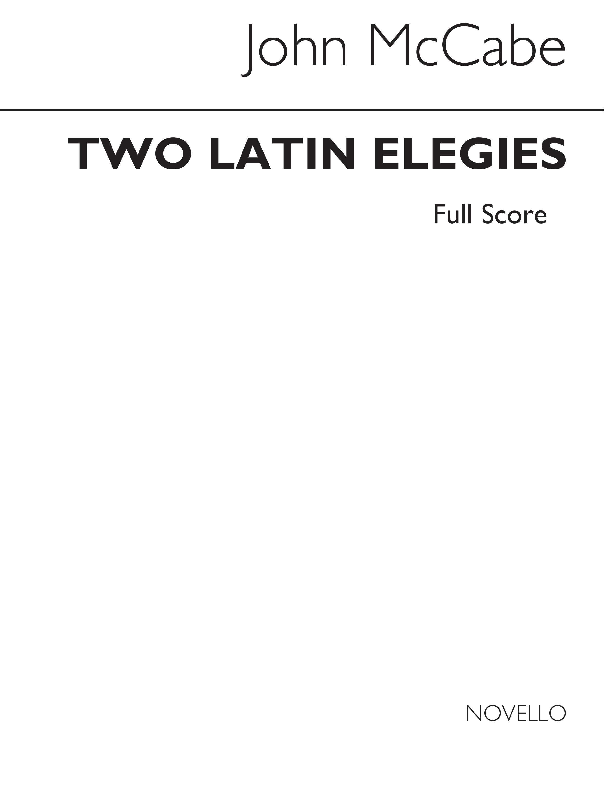 McCabe: Two Latin Elegies Ct/Cup-bells/Rec/Vlc/Hpcd (Score and Parts)