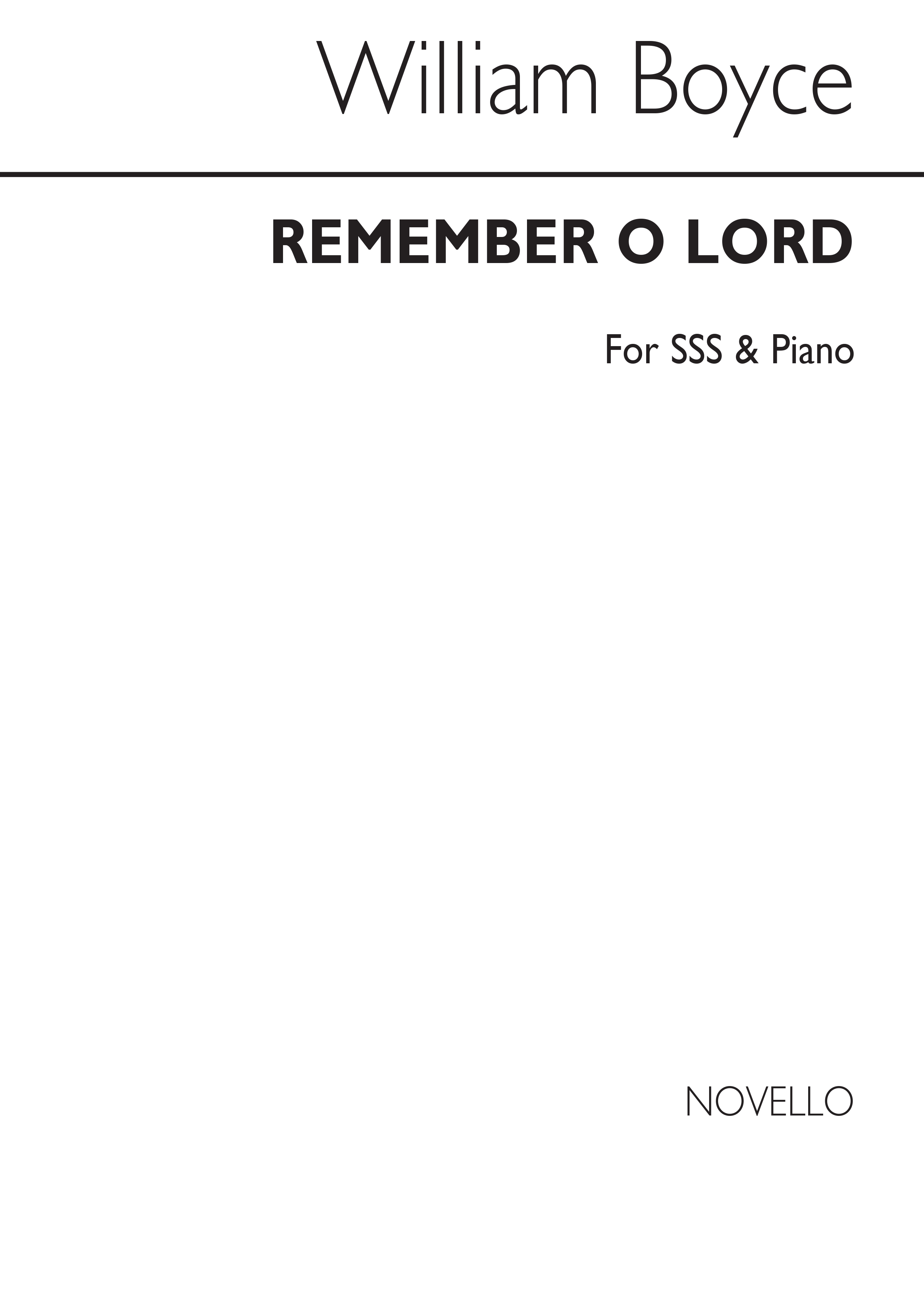 William Boyce: Remember, O Lord Sss/Piano