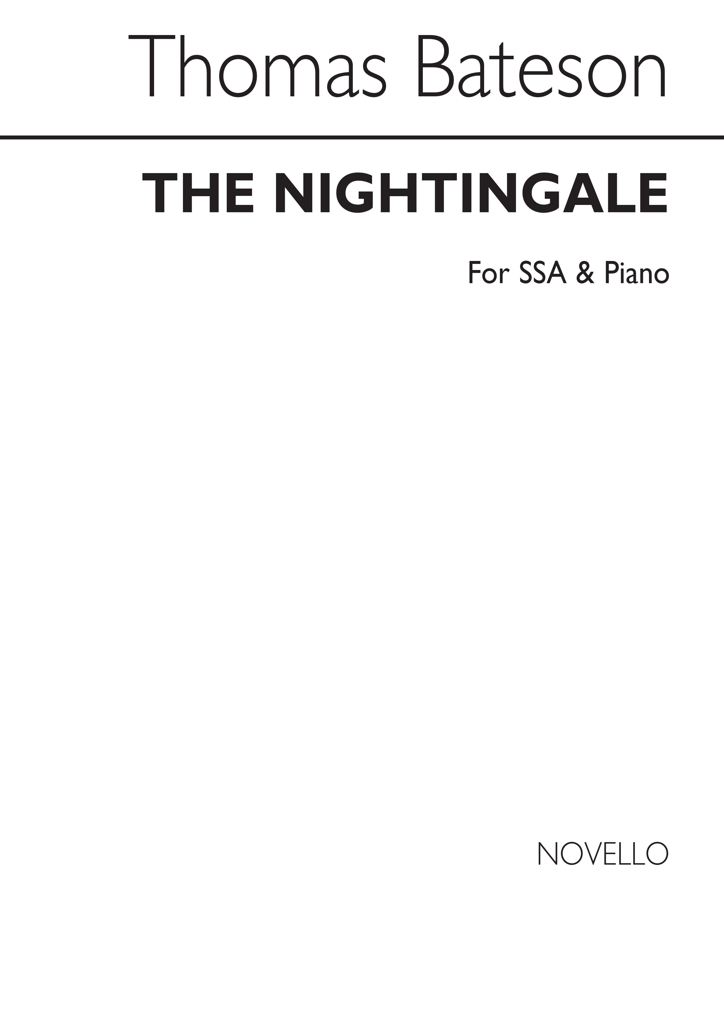 Thomas Bateson: The Nightingale Ssa/Piano