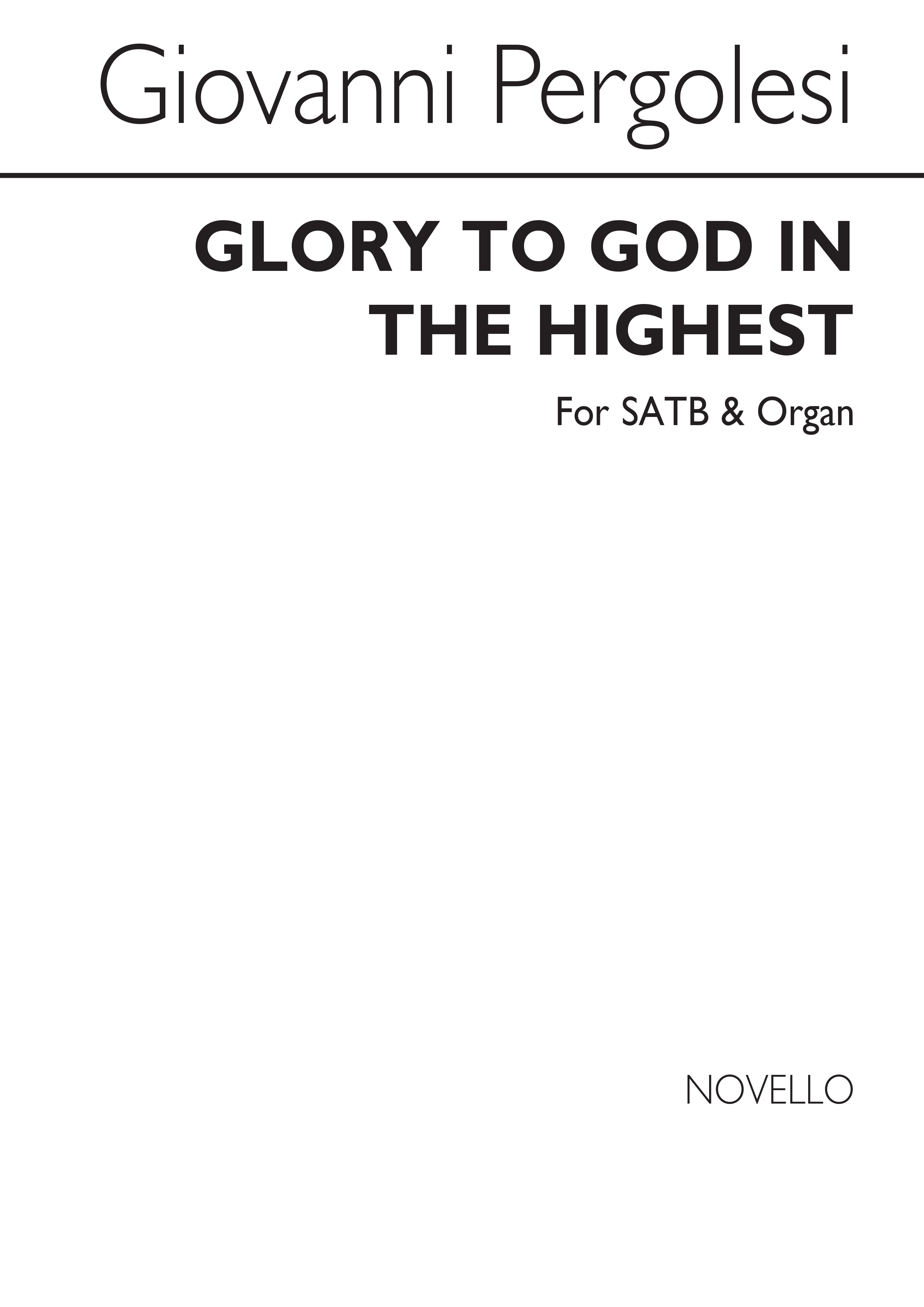 Giovanni Pergolesi: Glory To God In The Highest Satb/Organ