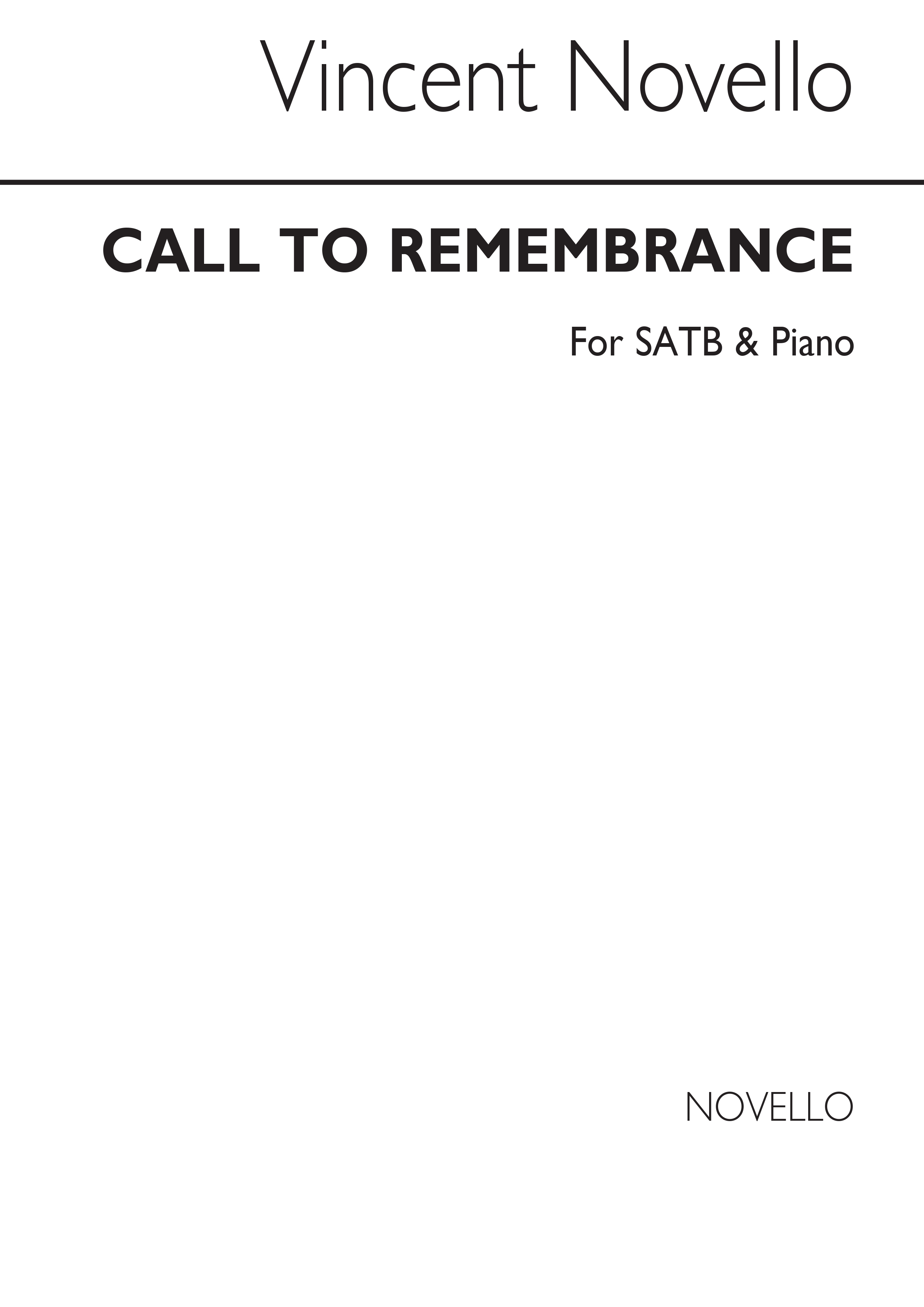 Vincent Novello: Call To Remembrance T/Satb/Piano