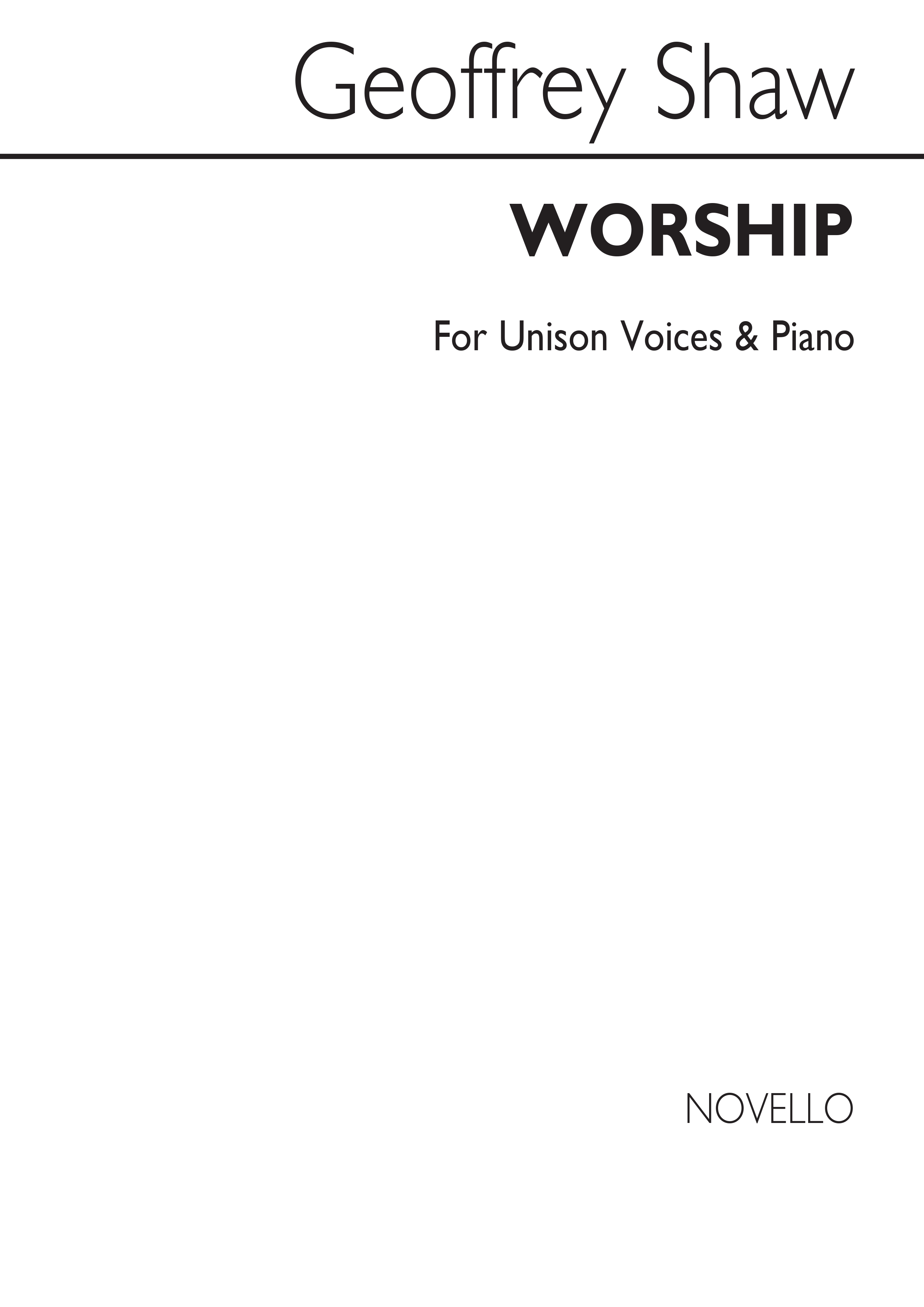 Geoffrey Shaw: Worship - Unison/Piano