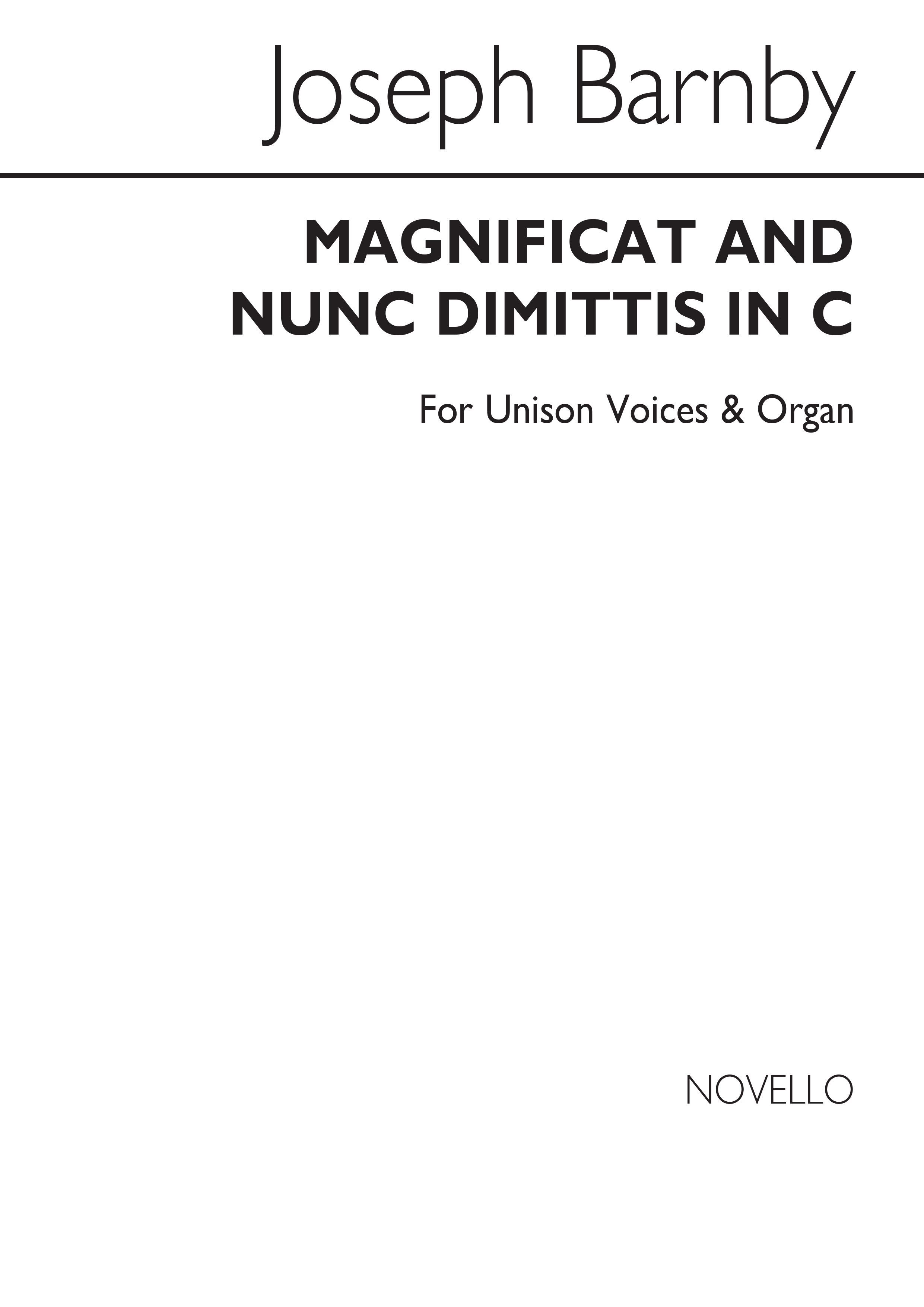 Sir Joseph Barnby: Magnificat And Nunc Dimittis In C Unison/Organ