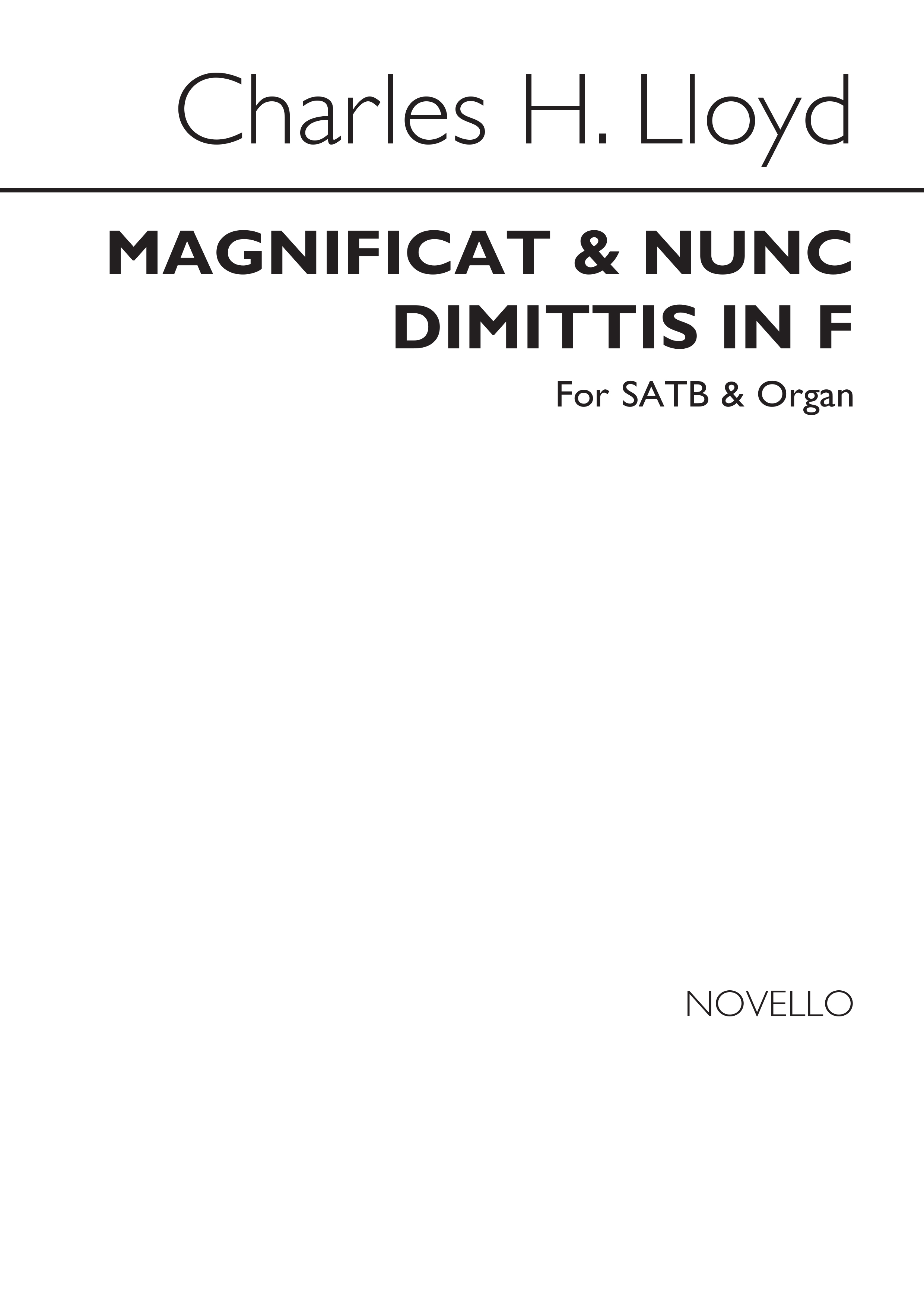 Charles Harford Lloyd: Magnificat And Nunc Dimittis In F Satb/Organ