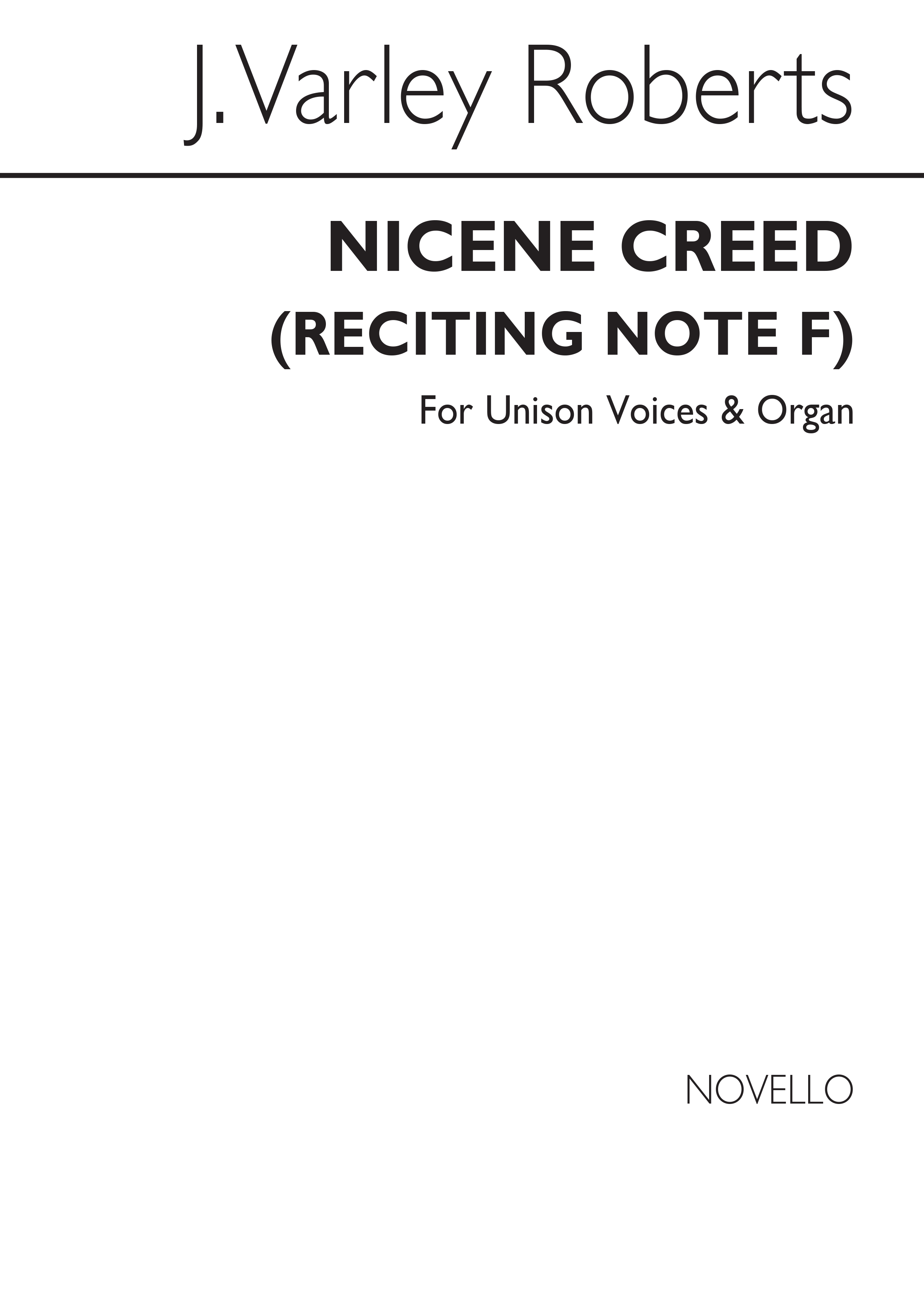 J. Varley Roberts: Nicene Creed In F Unison/Organ