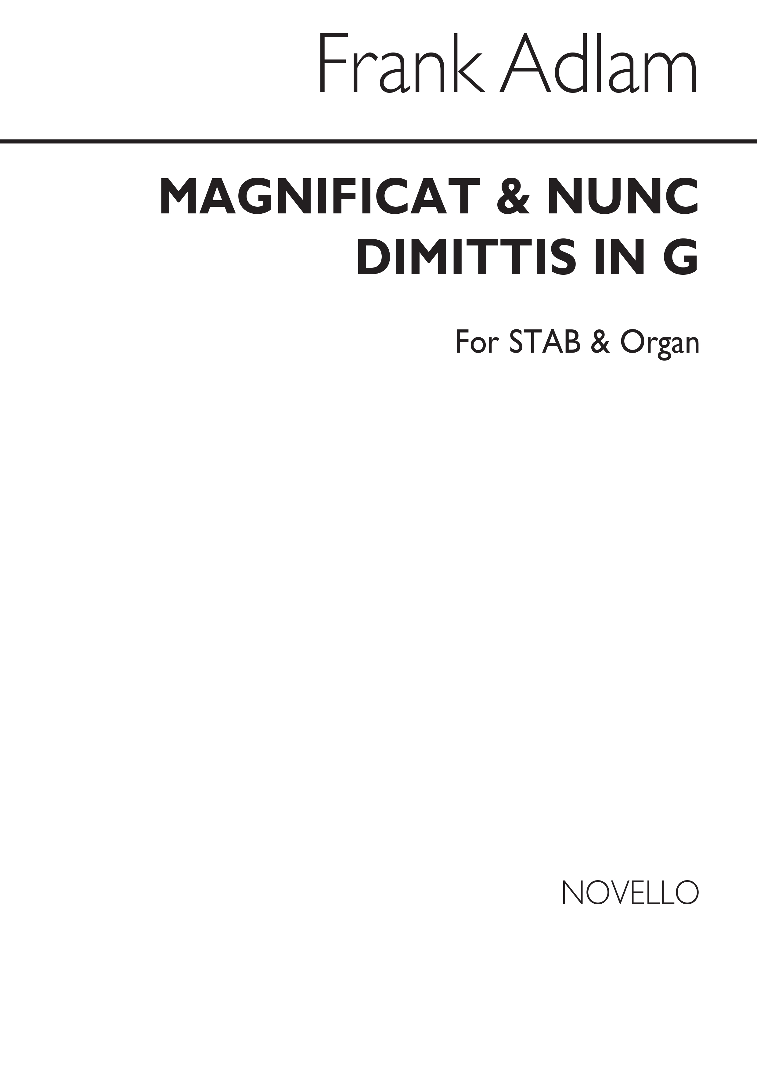 Frank Adlam: Magnificat And Nunc Dimittis In G Satb/Organ