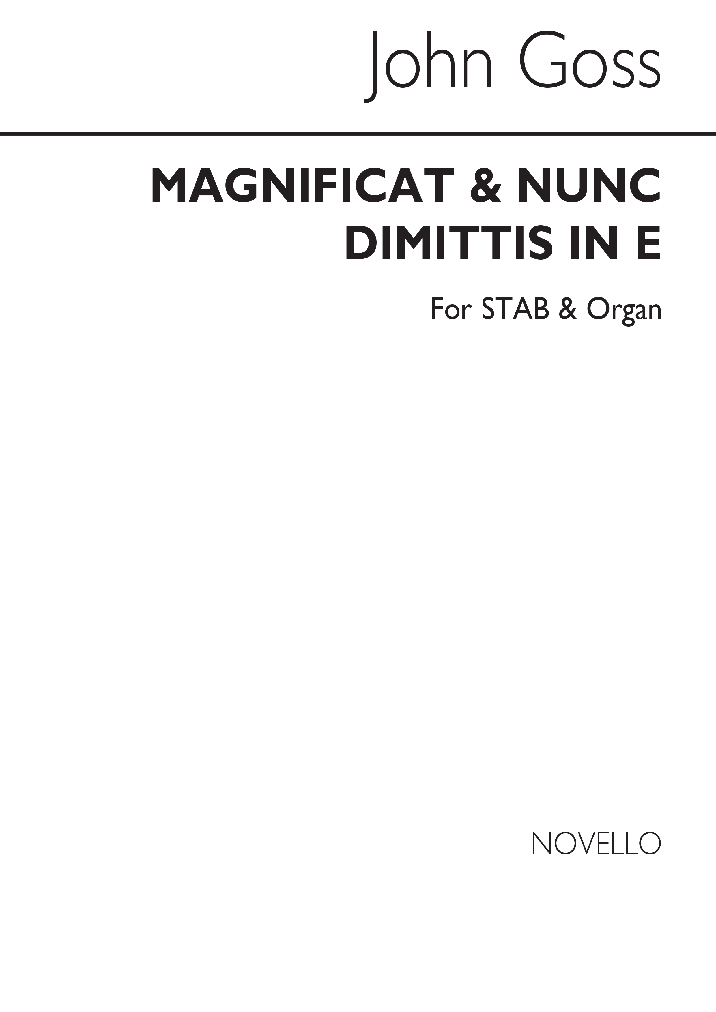John Goss: Magnificat And Nunc Dimittis In E