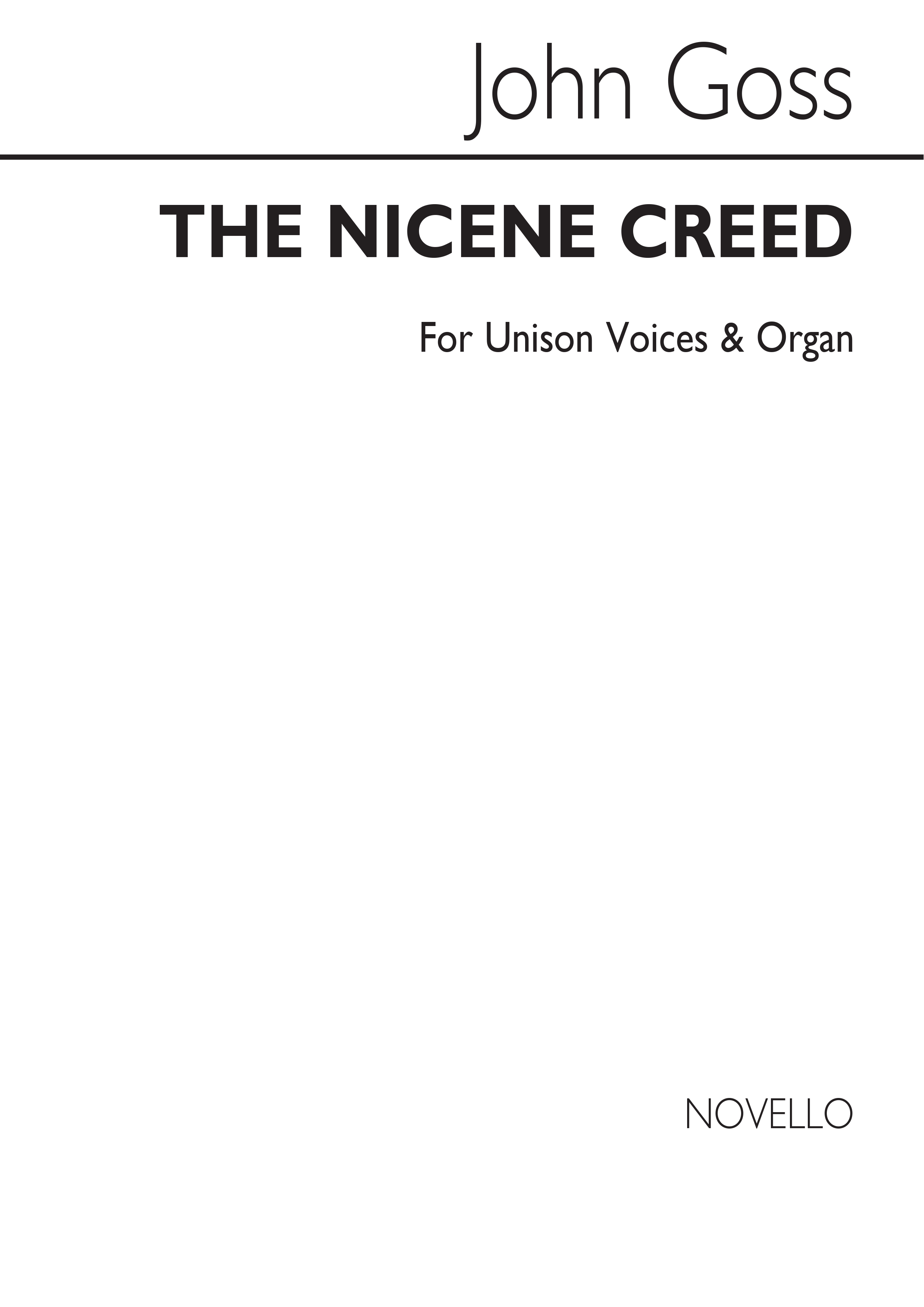 John Goss: The Nicene Creed Unison/Organ