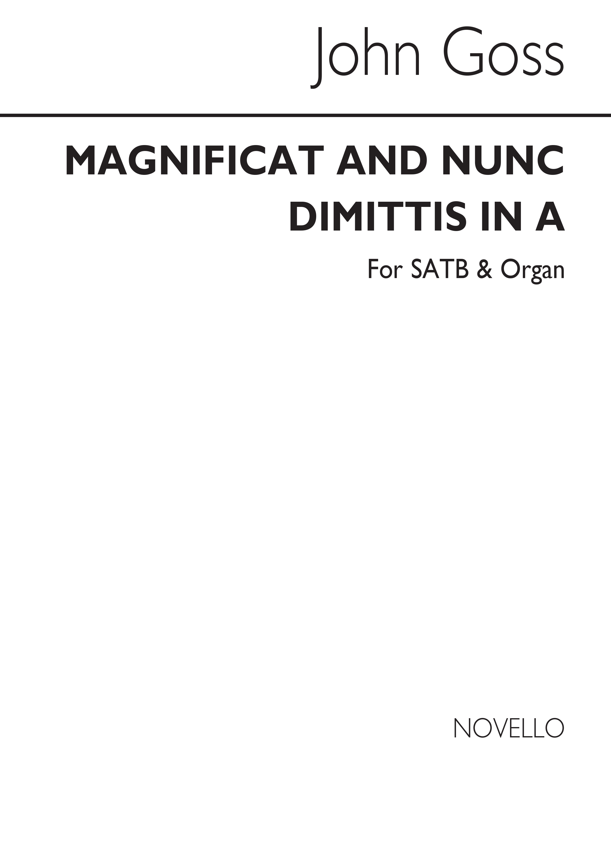 John Goss: Magnificat And Nunc Dimittis In A Satb/Organ