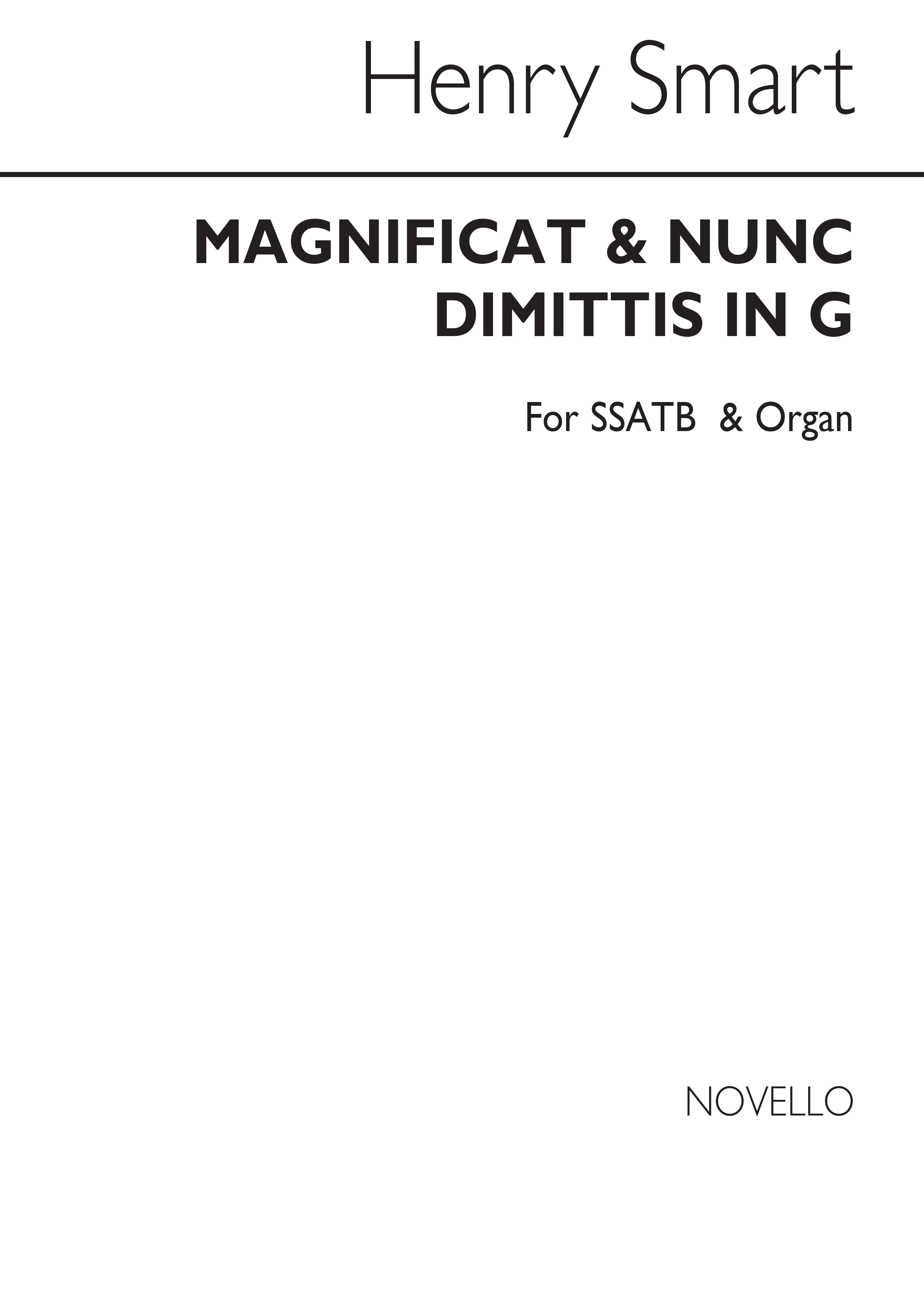 Smart Magnificat And Nunc Dimittis In G Ssatb/Organ