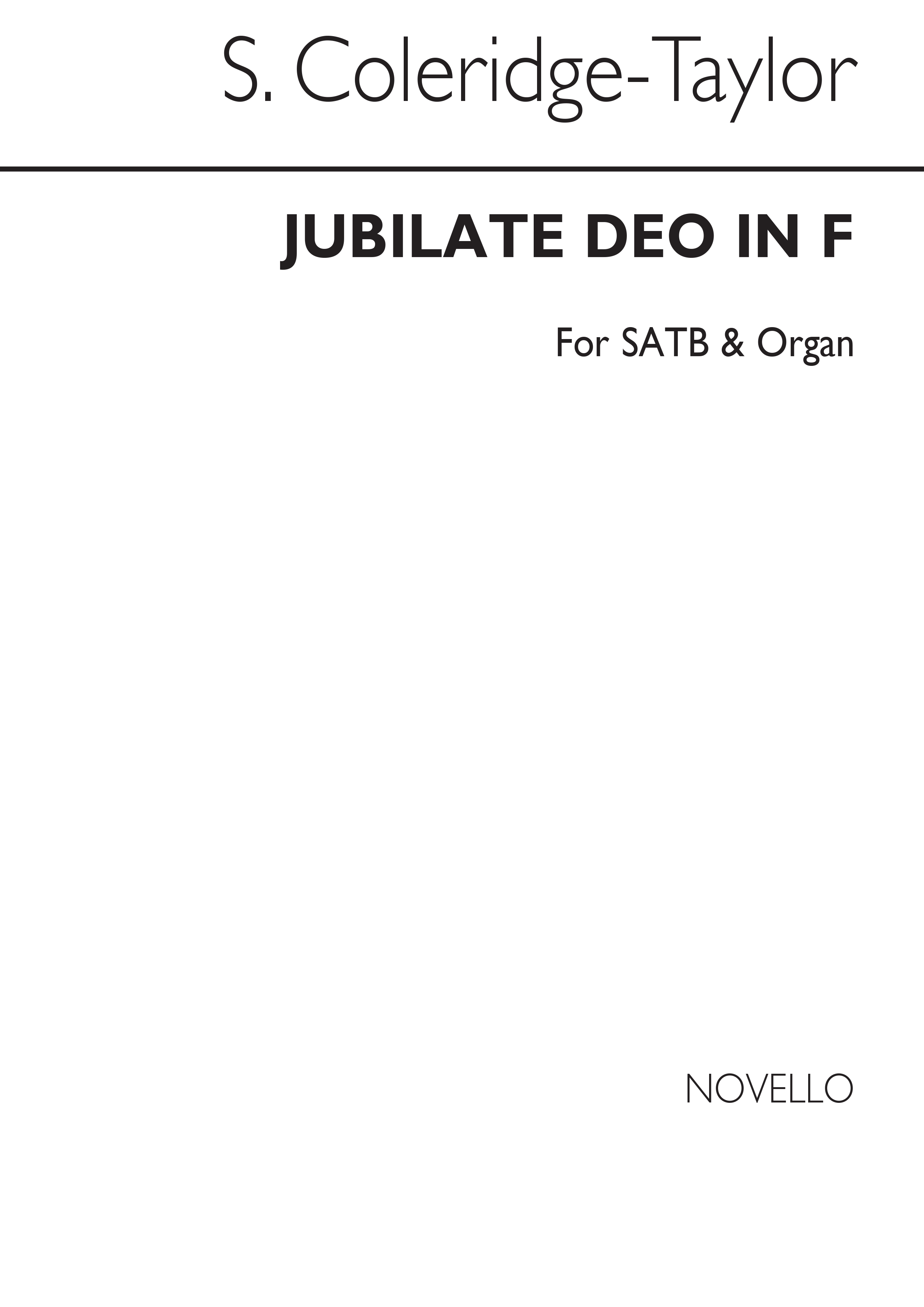 Samuel Coleridge-taylor: Jubilate Deo In F Satb/Organ