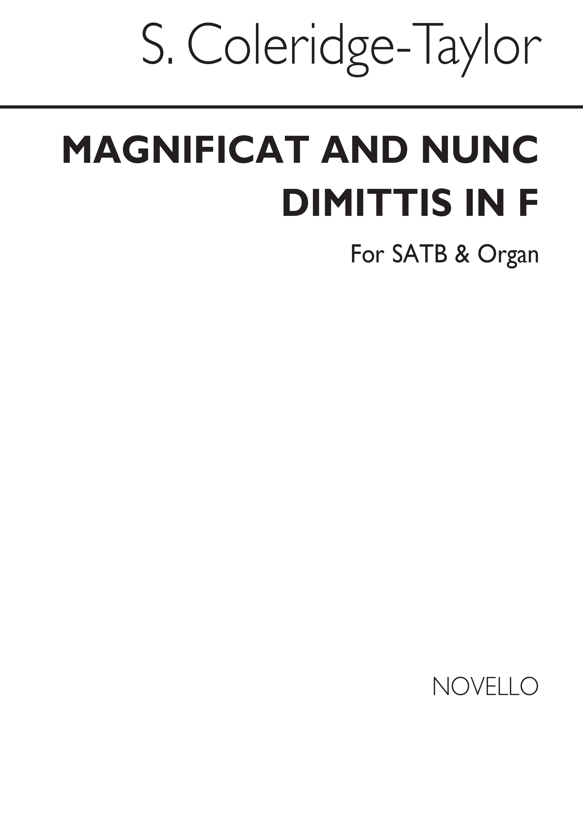 Samuel Coleridge-taylor: Magnificat And Nunc Dimittis In F Satb/Organ