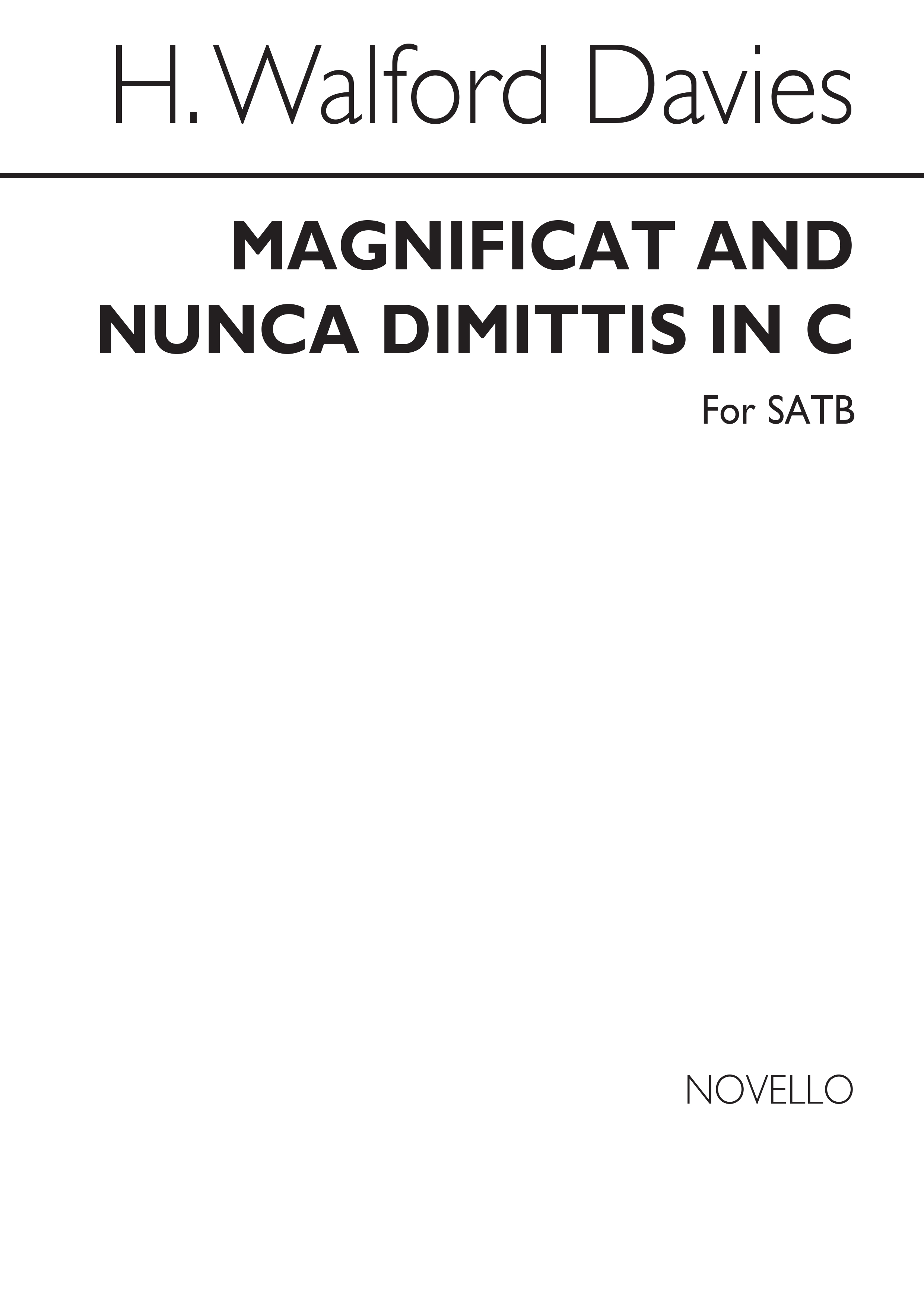 Walford Davies: Magnificat And Nunc Dimittis In C for SATB Chorus