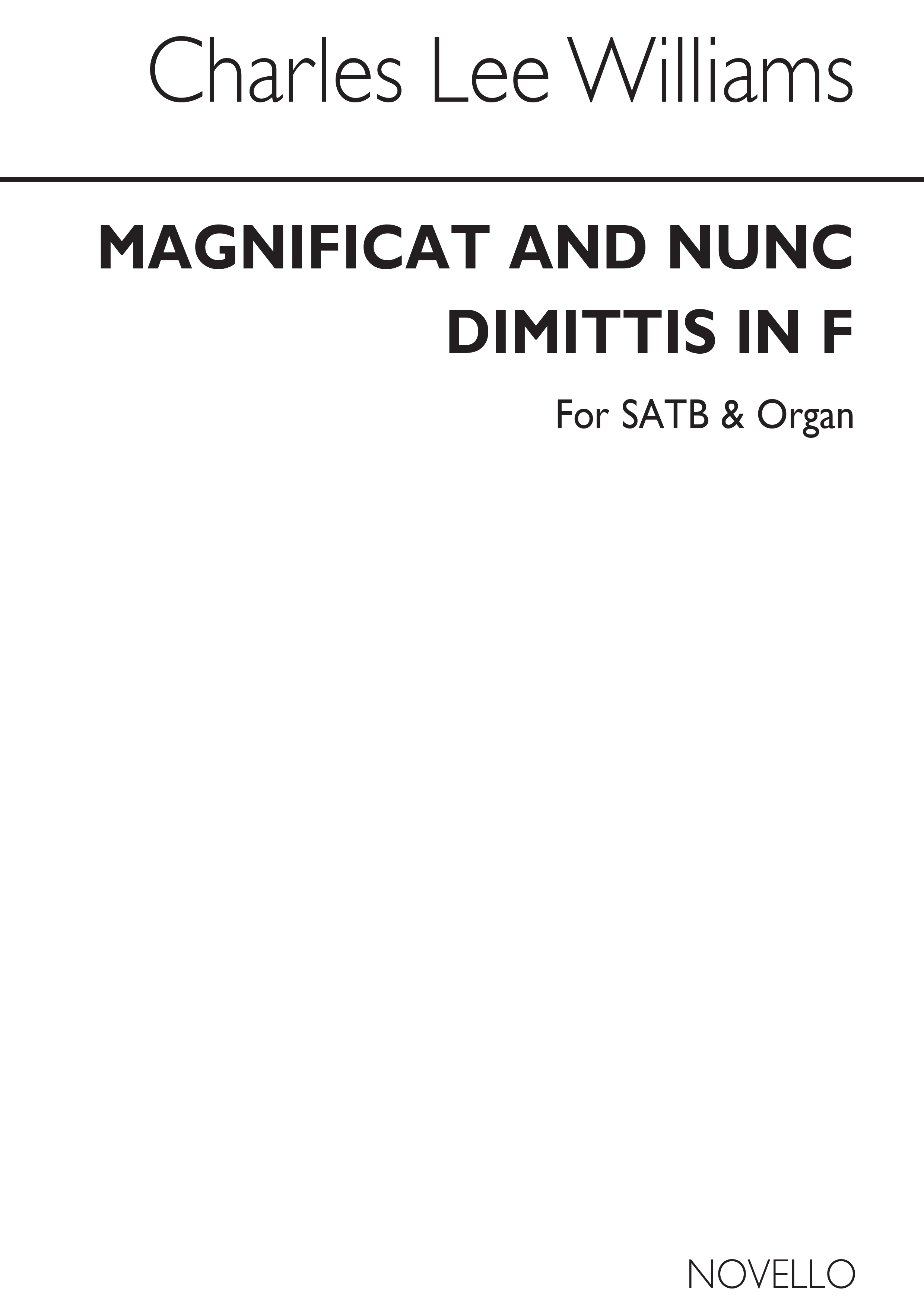 Lee Williams Magnificat And Nunc Dimittis In F Satb/Organ