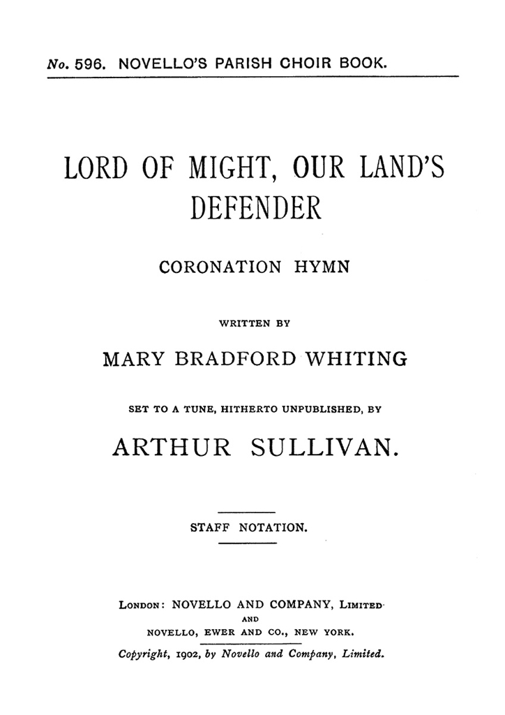 Arthur Sullivan: Lord Of Might, Our Land's Defender (Coronation Hymn) Satb/Org