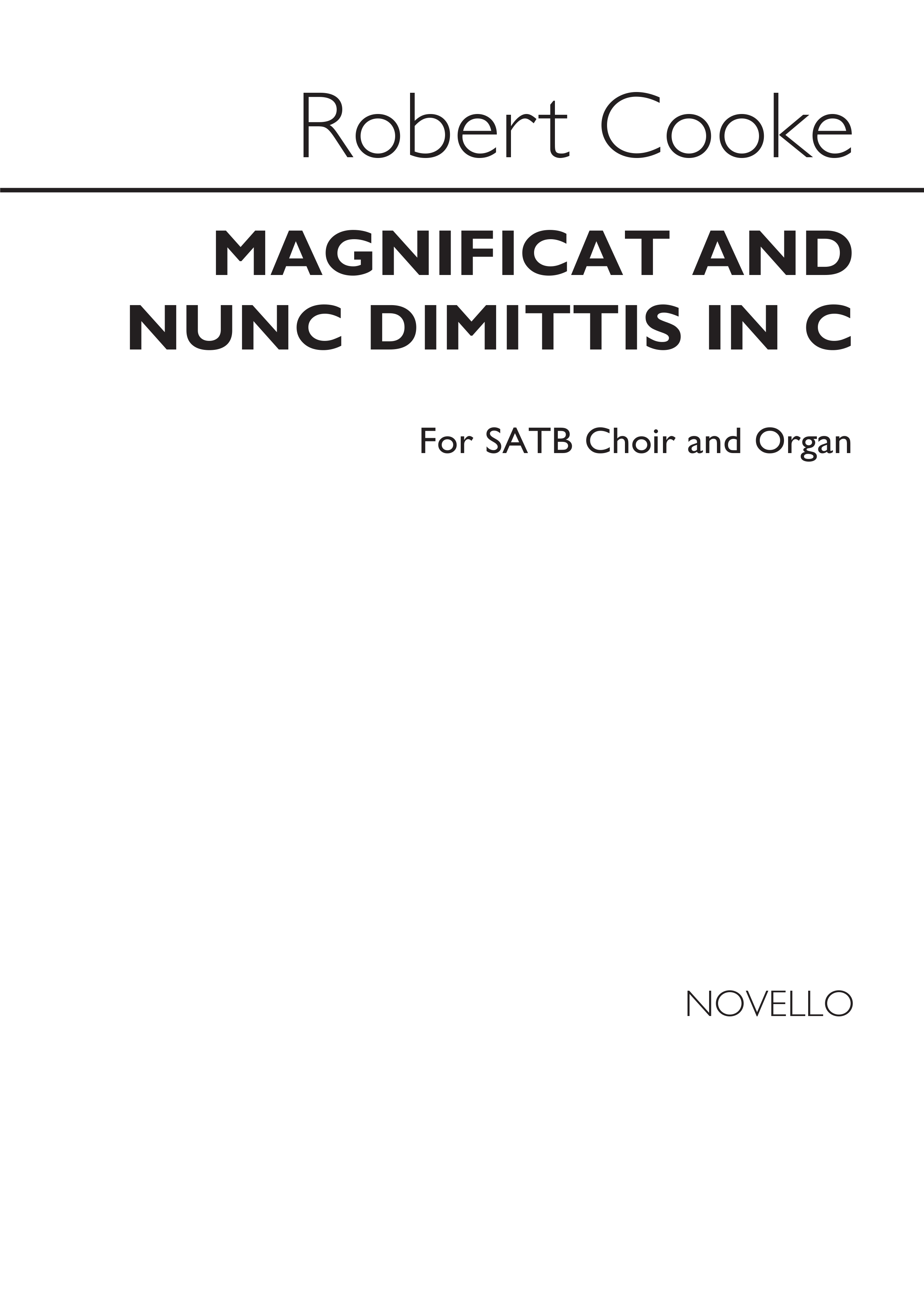 Robert Cooke: Magnificat And Nunc Dimittis In C Satb/Organ