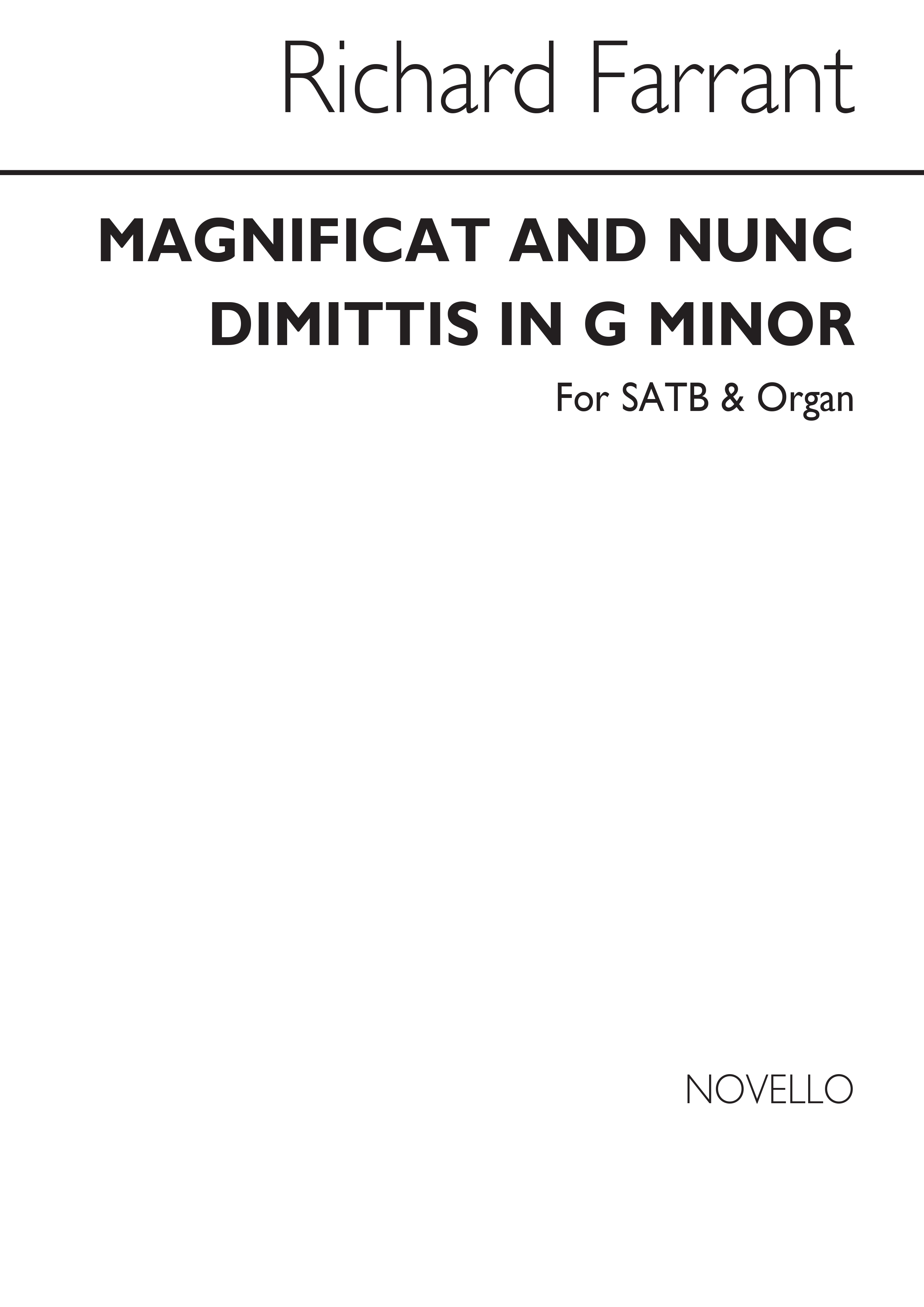 Farrant, Magnificat & Nunc Dimittis In G Minor Vocal Score