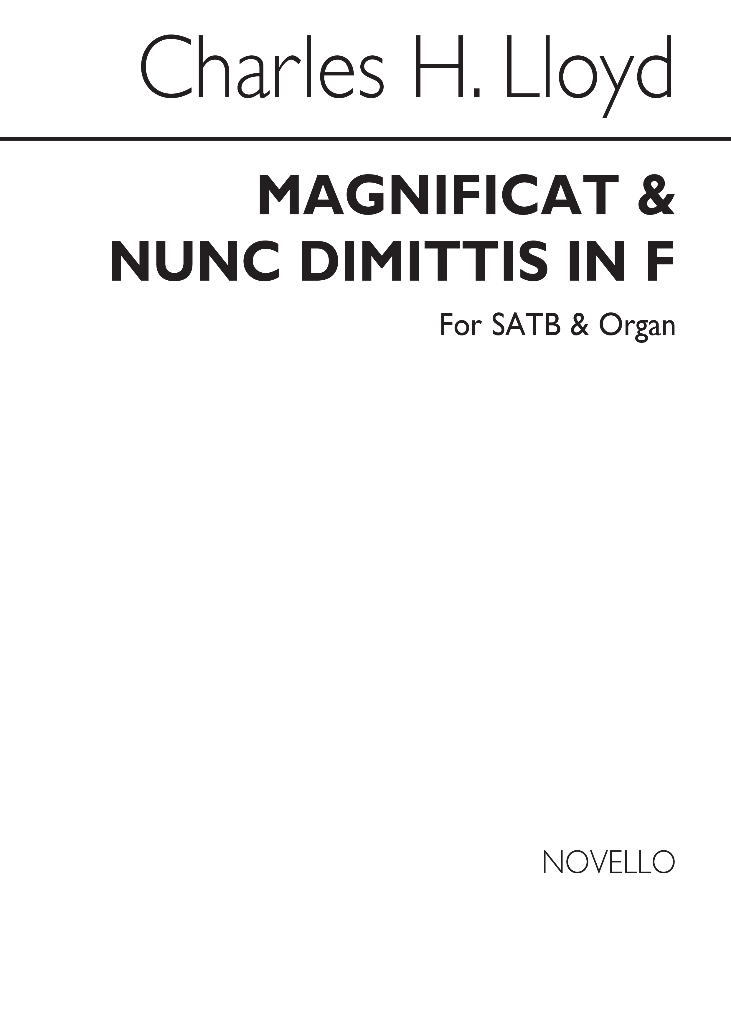 Charles Harford Lloyd: Magnificat And Nunc Dimittis In F Satb/Organ
