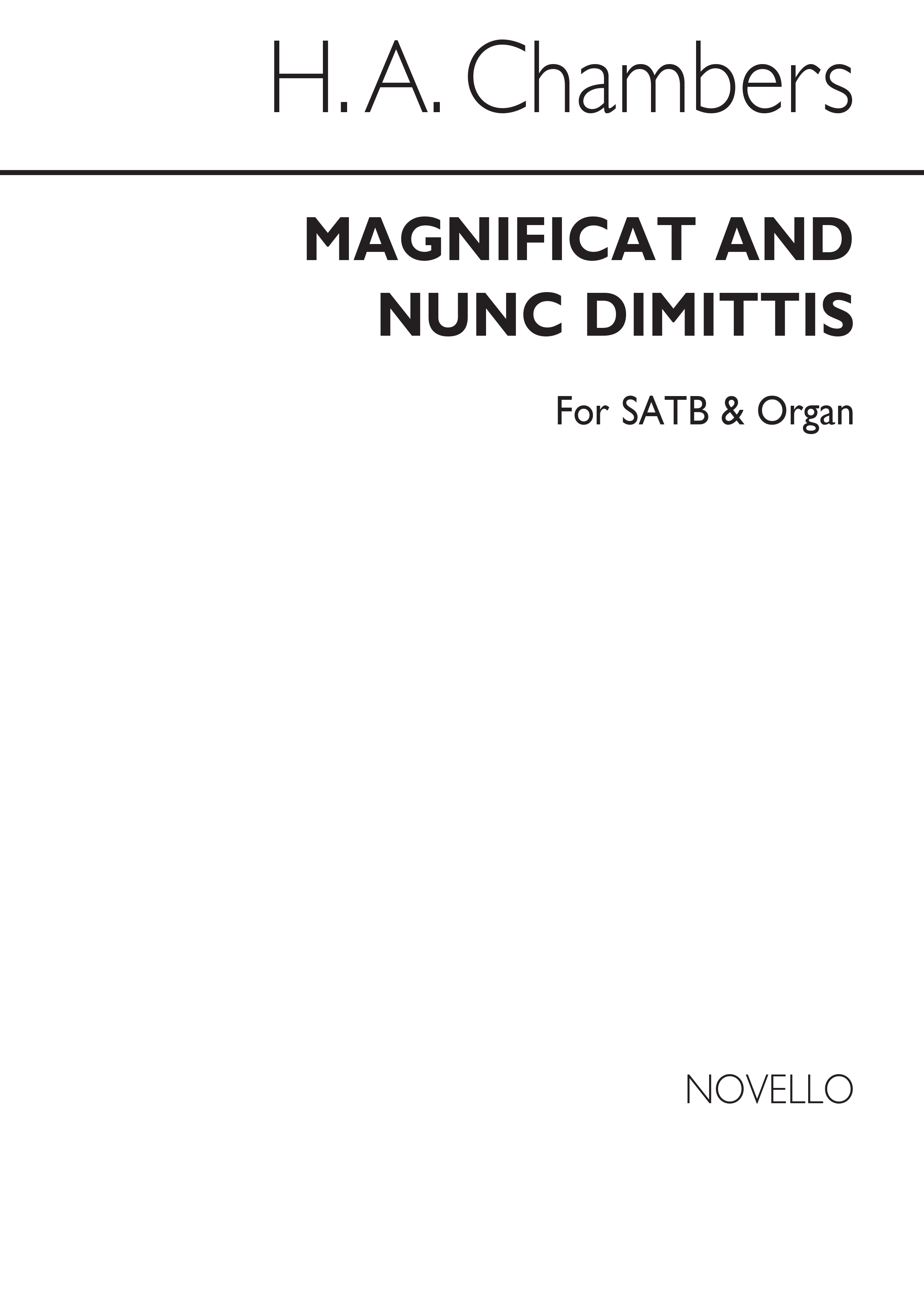 H.A. Chambers: Magnificat And Nunc Dimittis In G Satb/Organ