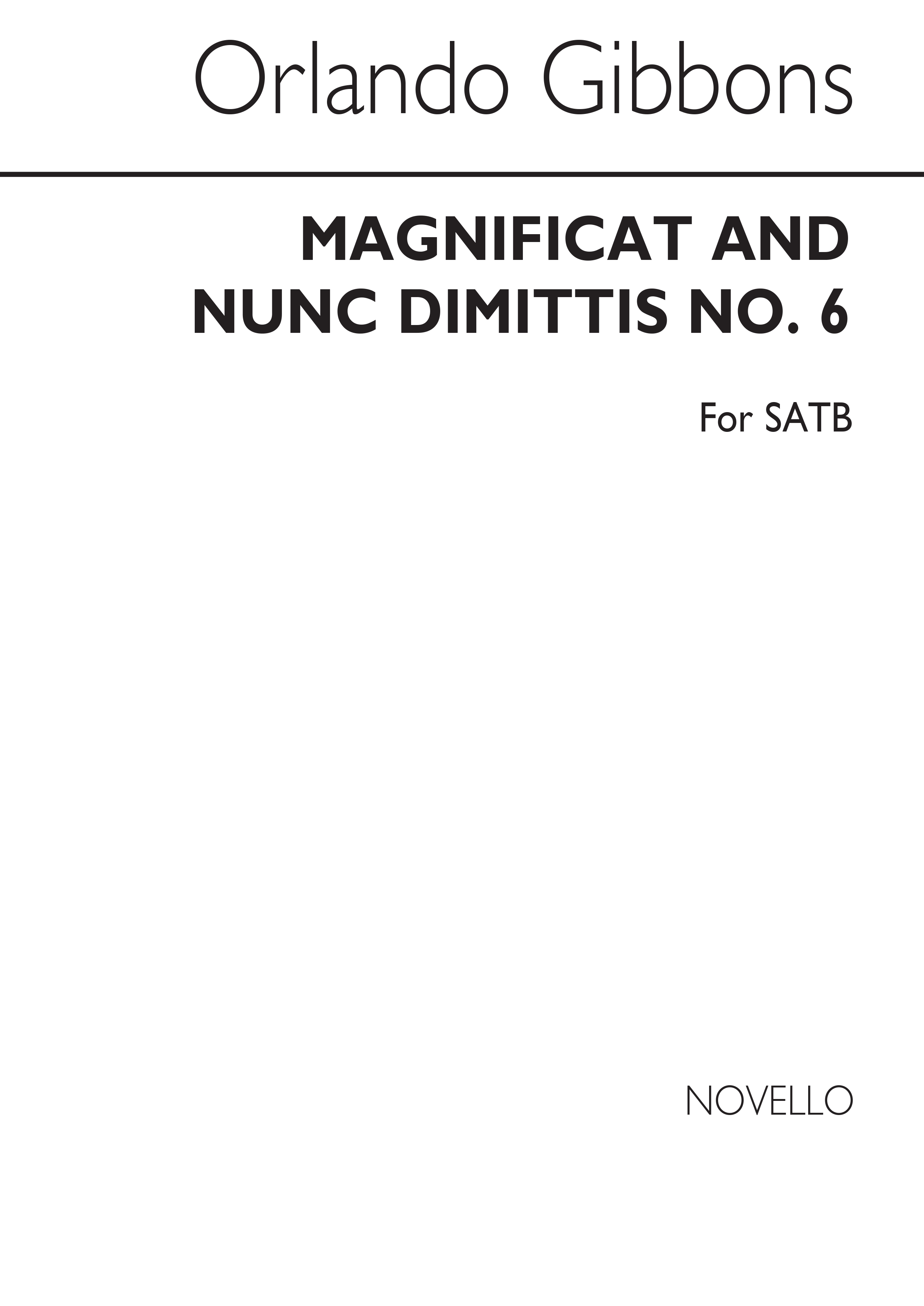 Gibbons: Magnificat And Nunc Dimitis No. 6 SATB