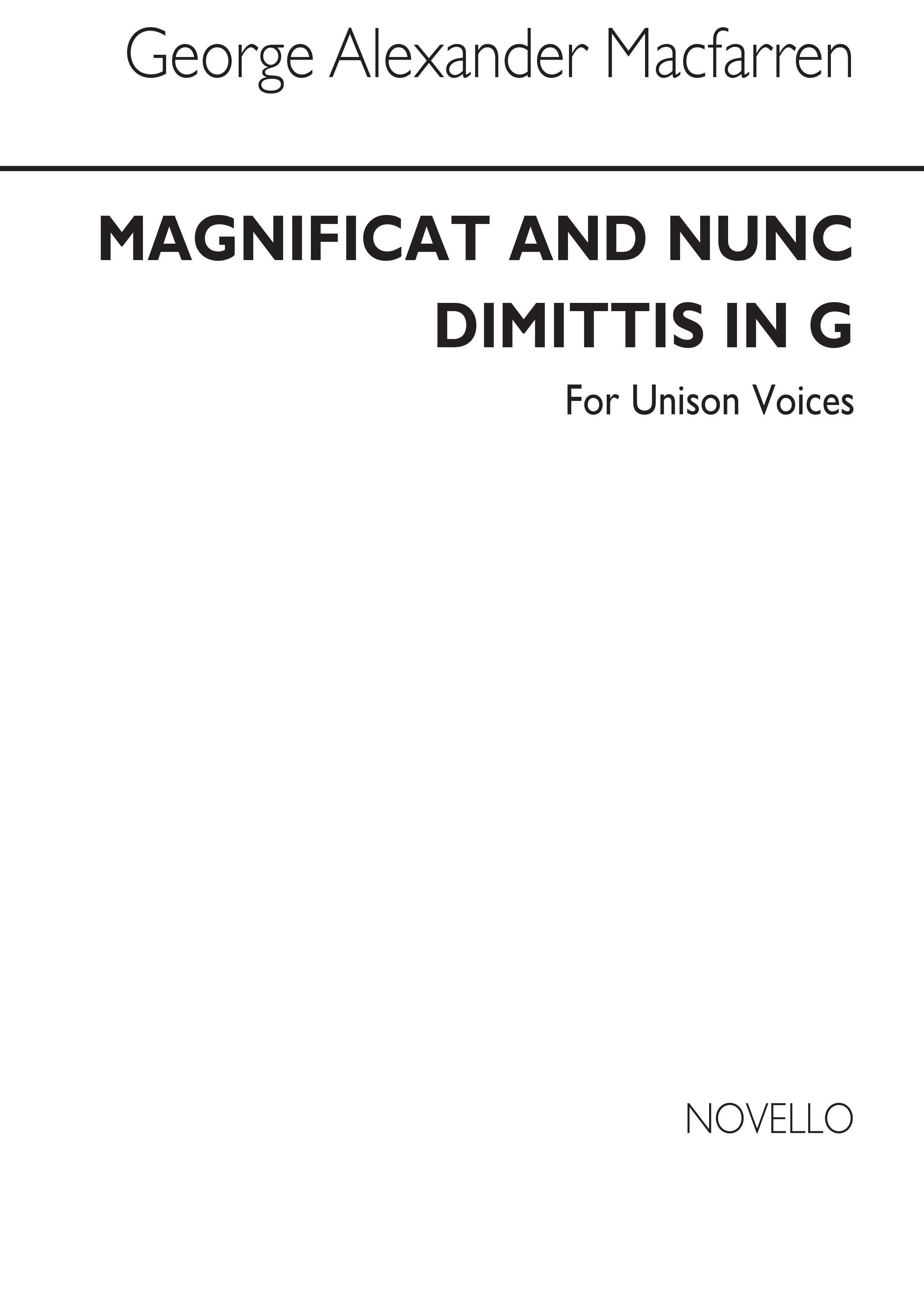 Macfarren Magnificat And Nunc Dimittis In G Unison