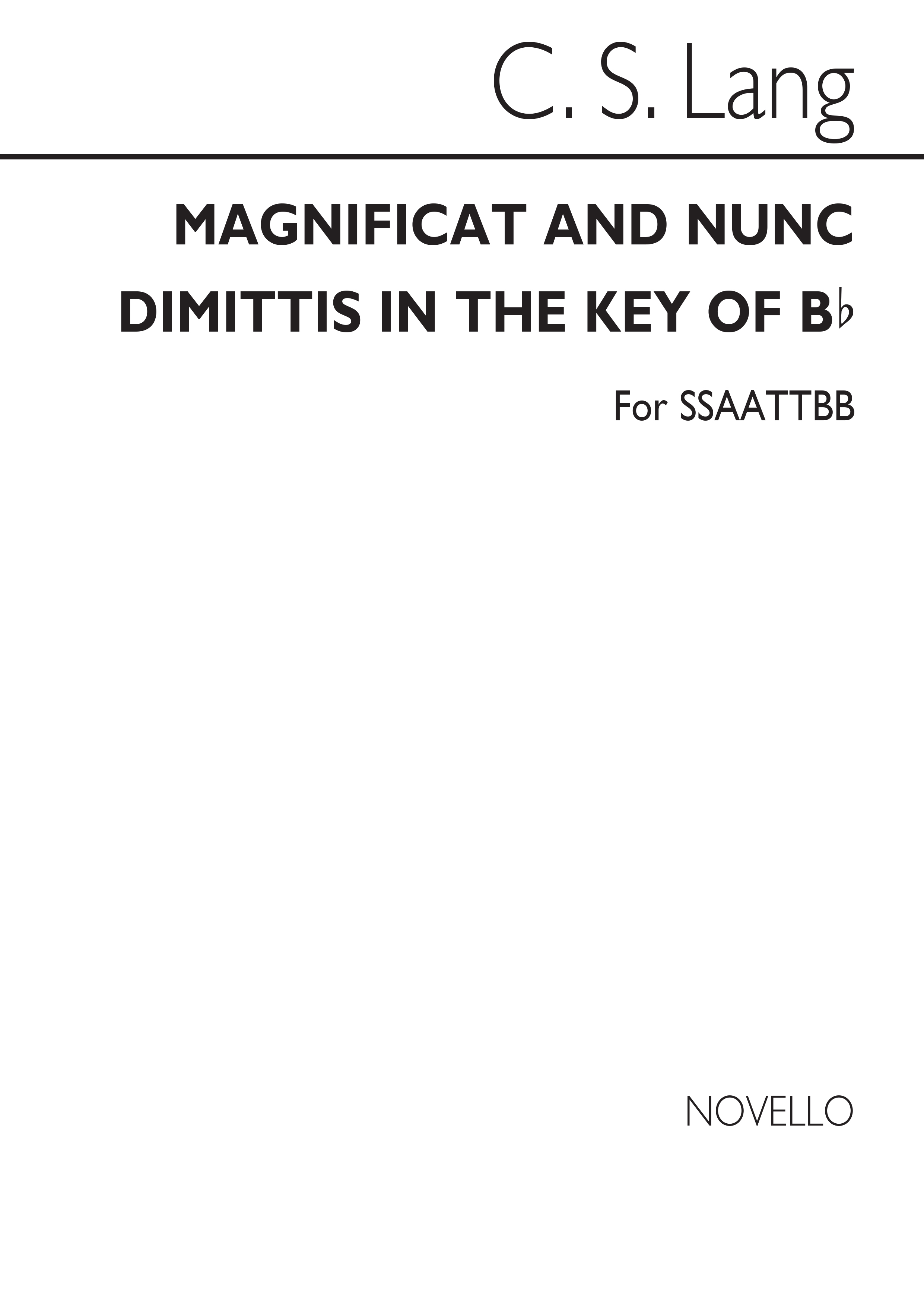 C.S. Lang: Magnificat And Nunc Dimittis for Double Choir