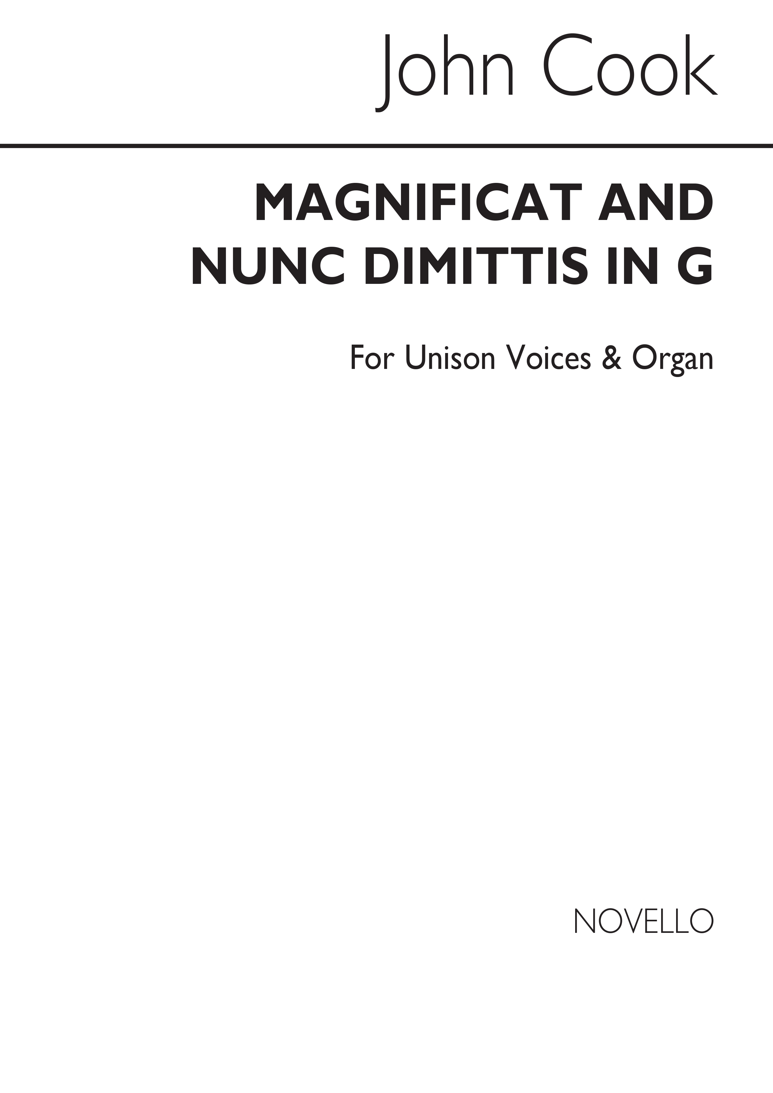 John Cook: Magnificat And Nunc Dimittis In G Unison/Organ